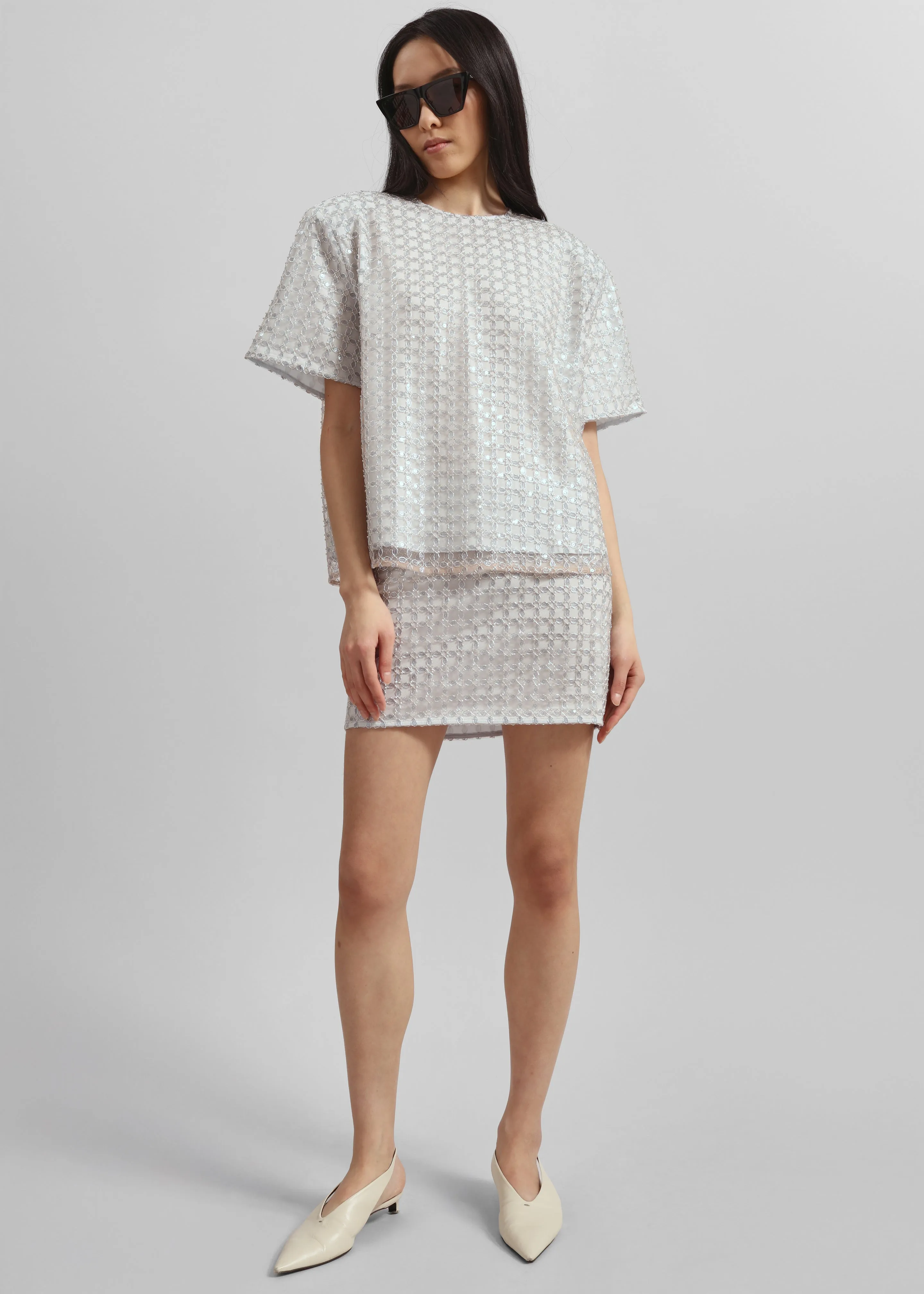 Rotate Beaded Oversized Top - Beige sold by Frankie Shop product image thumbnail 3