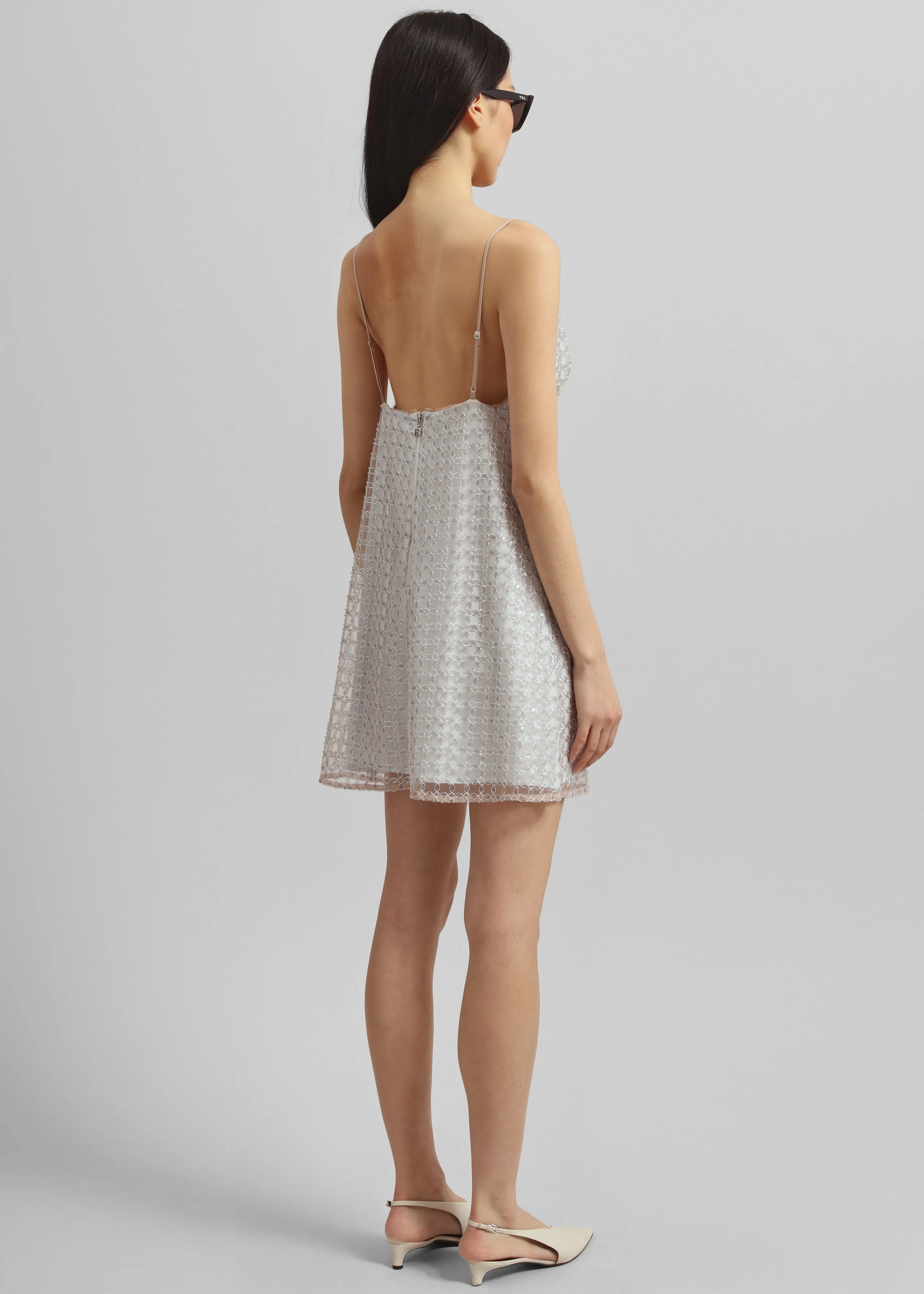 Rotate Beaded A-Line Mini Dress - Beige sold by Frankie Shop product image thumbnail 5