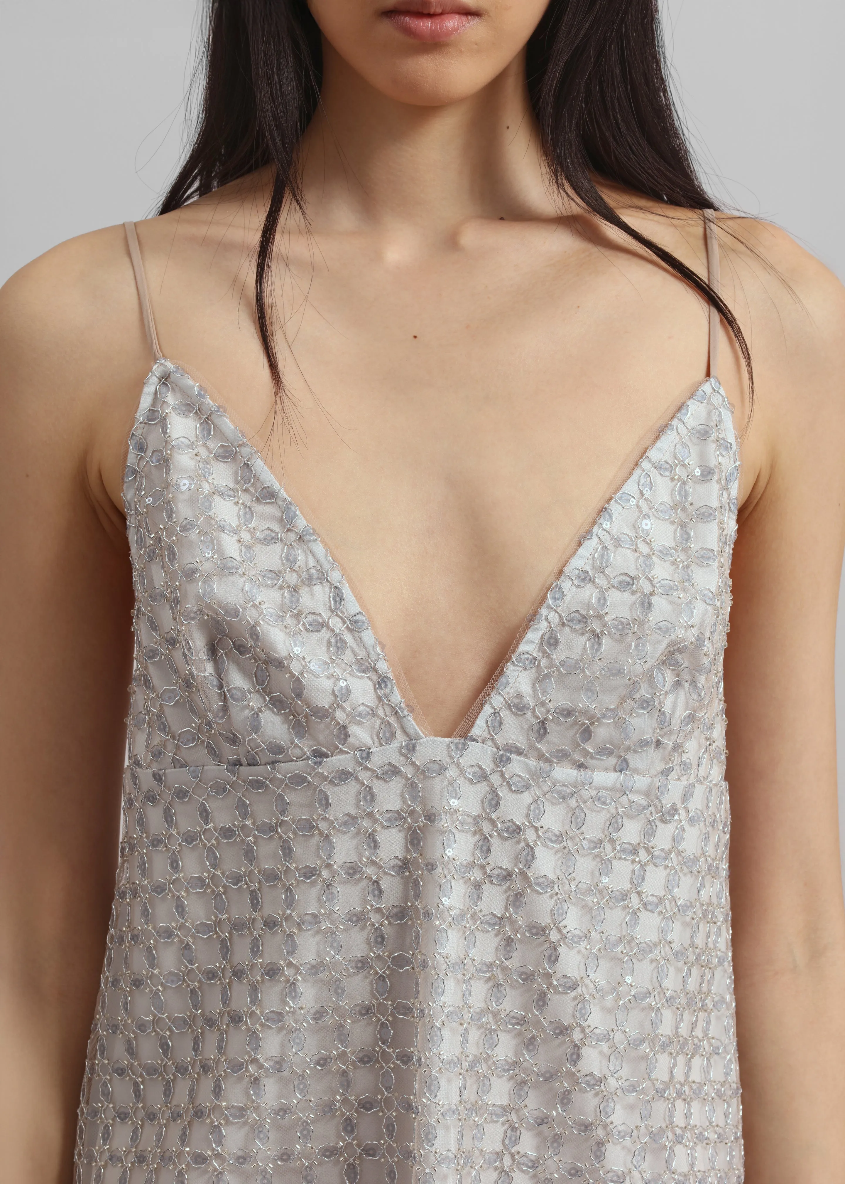 Rotate Beaded A-Line Mini Dress - Beige sold by Frankie Shop product image thumbnail 2