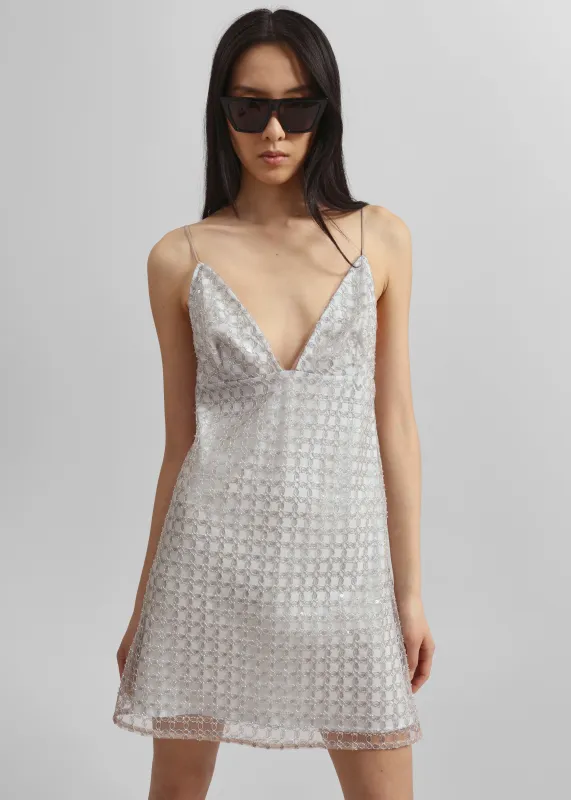 Rotate Beaded A-Line Mini Dress - Beige sold by Frankie Shop