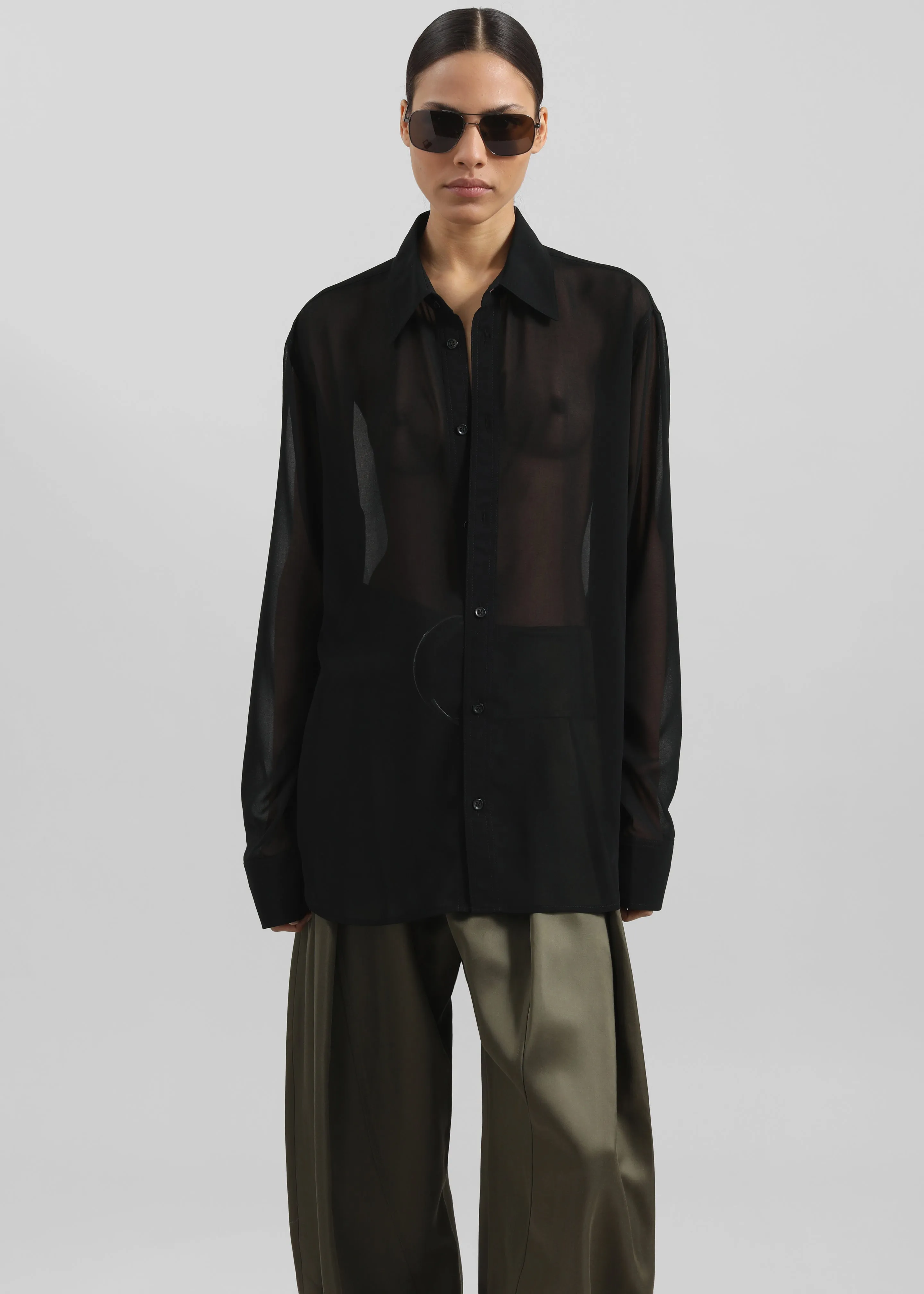 Louis Gabriel Nouchi Transparent Classic Shirt - Black sold by Frankie Shop product image thumbnail 2