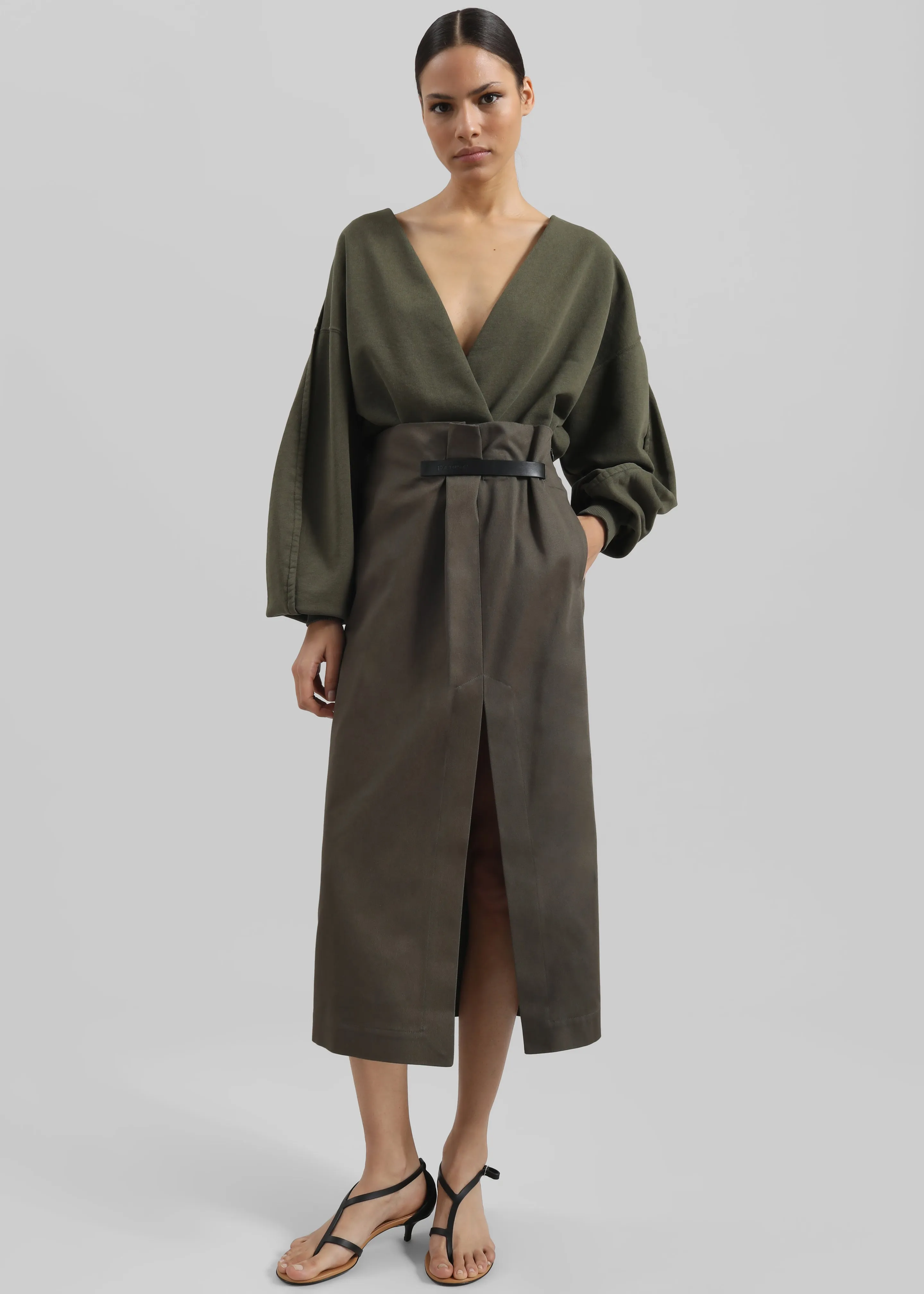JW Anderson Strap Detail Slit Skirt - Khaki sold by Frankie Shop