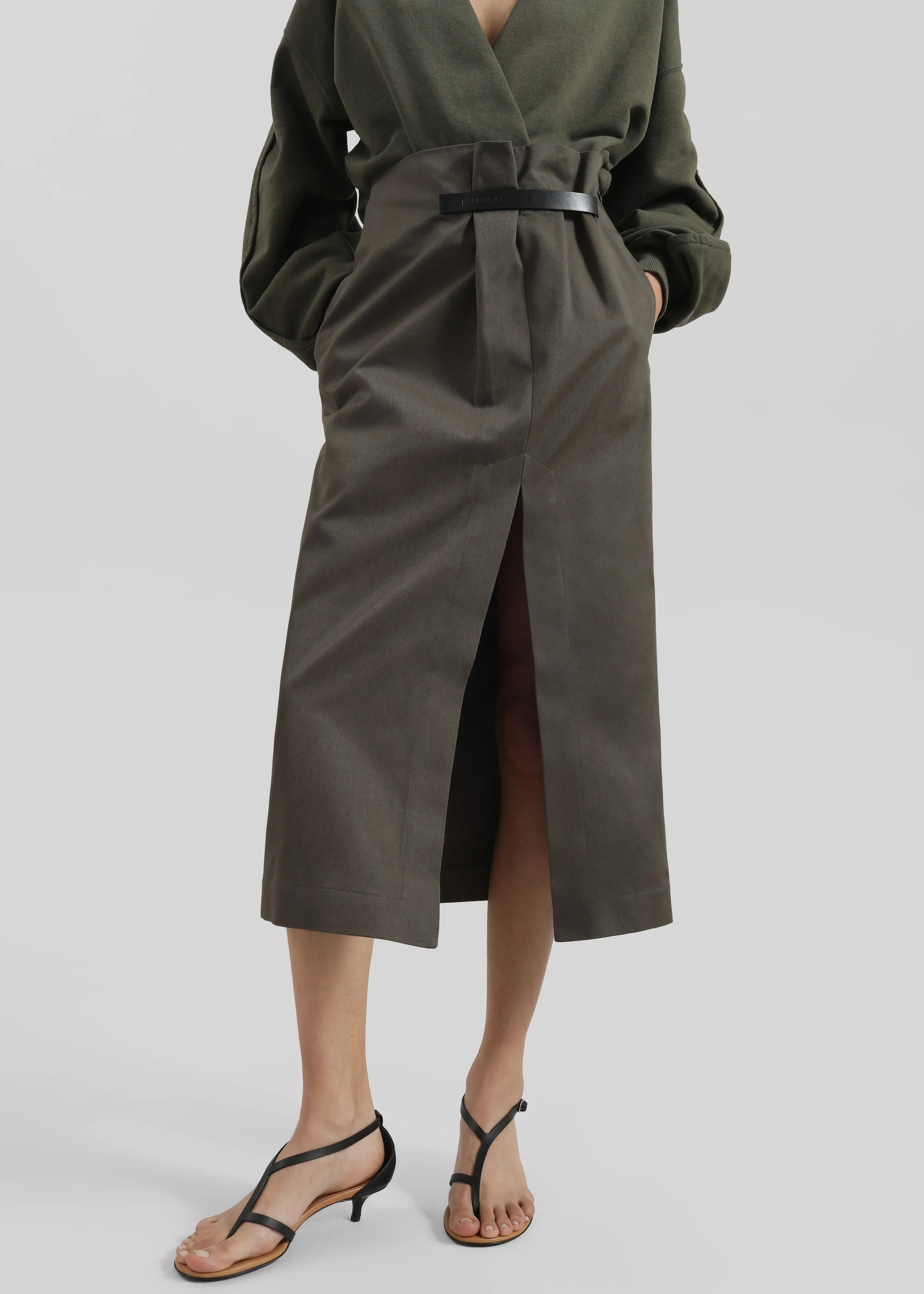 JW Anderson Strap Detail Slit Skirt - Khaki sold by Frankie Shop product image thumbnail 3