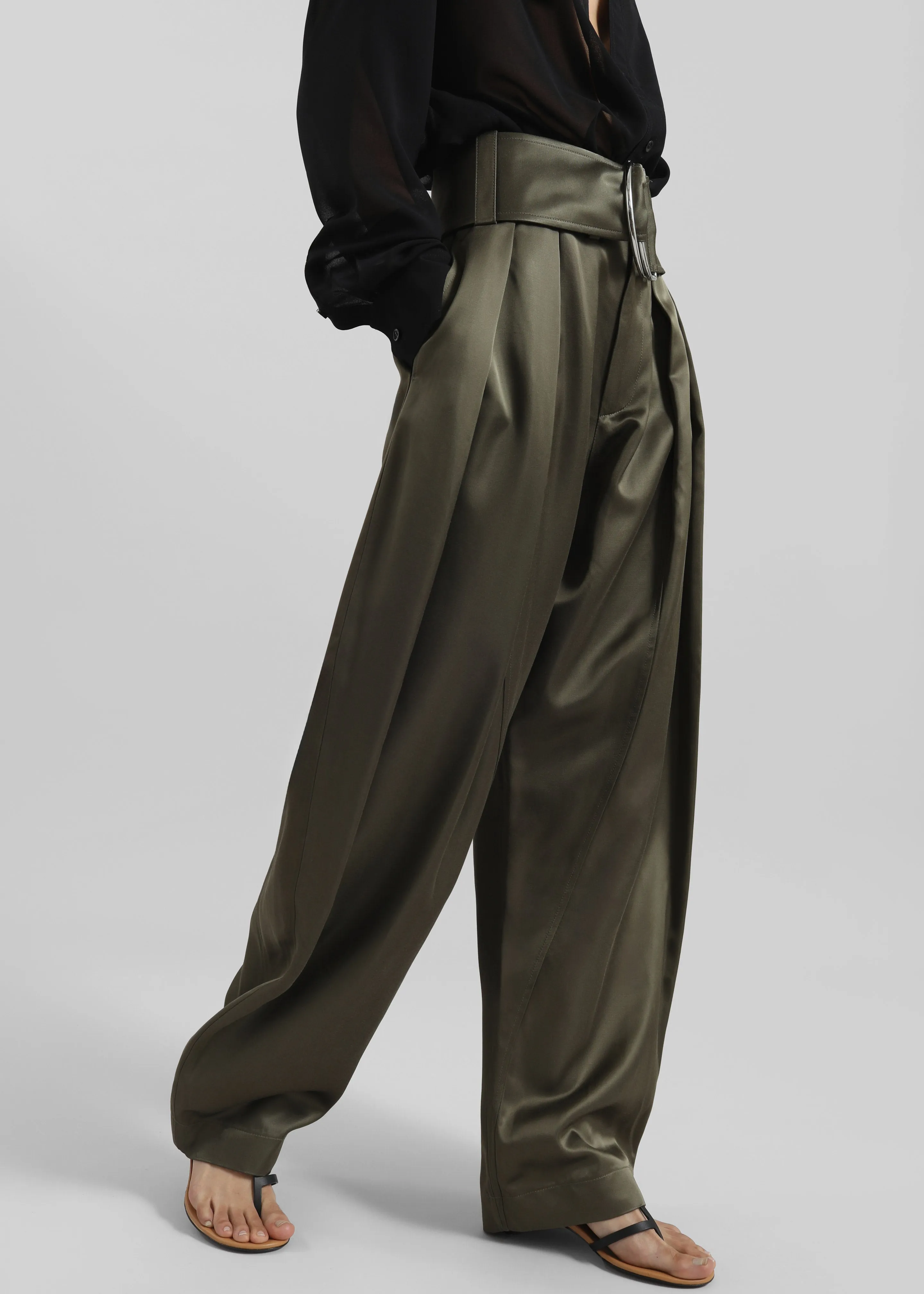 JW Anderson Pleated D-Ring Trousers - Khaki sold by Frankie Shop product image thumbnail 4