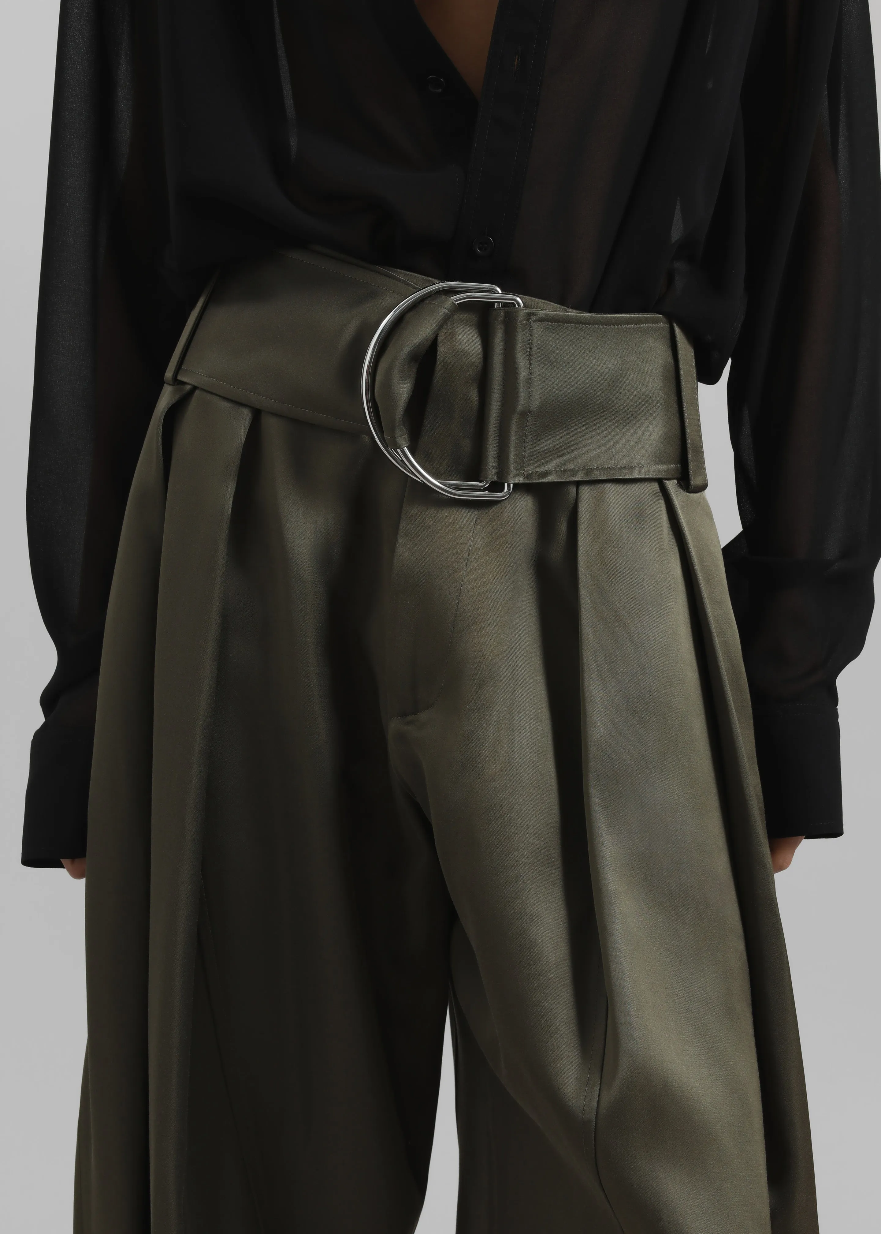 JW Anderson Pleated D-Ring Trousers - Khaki sold by Frankie Shop product image thumbnail 3