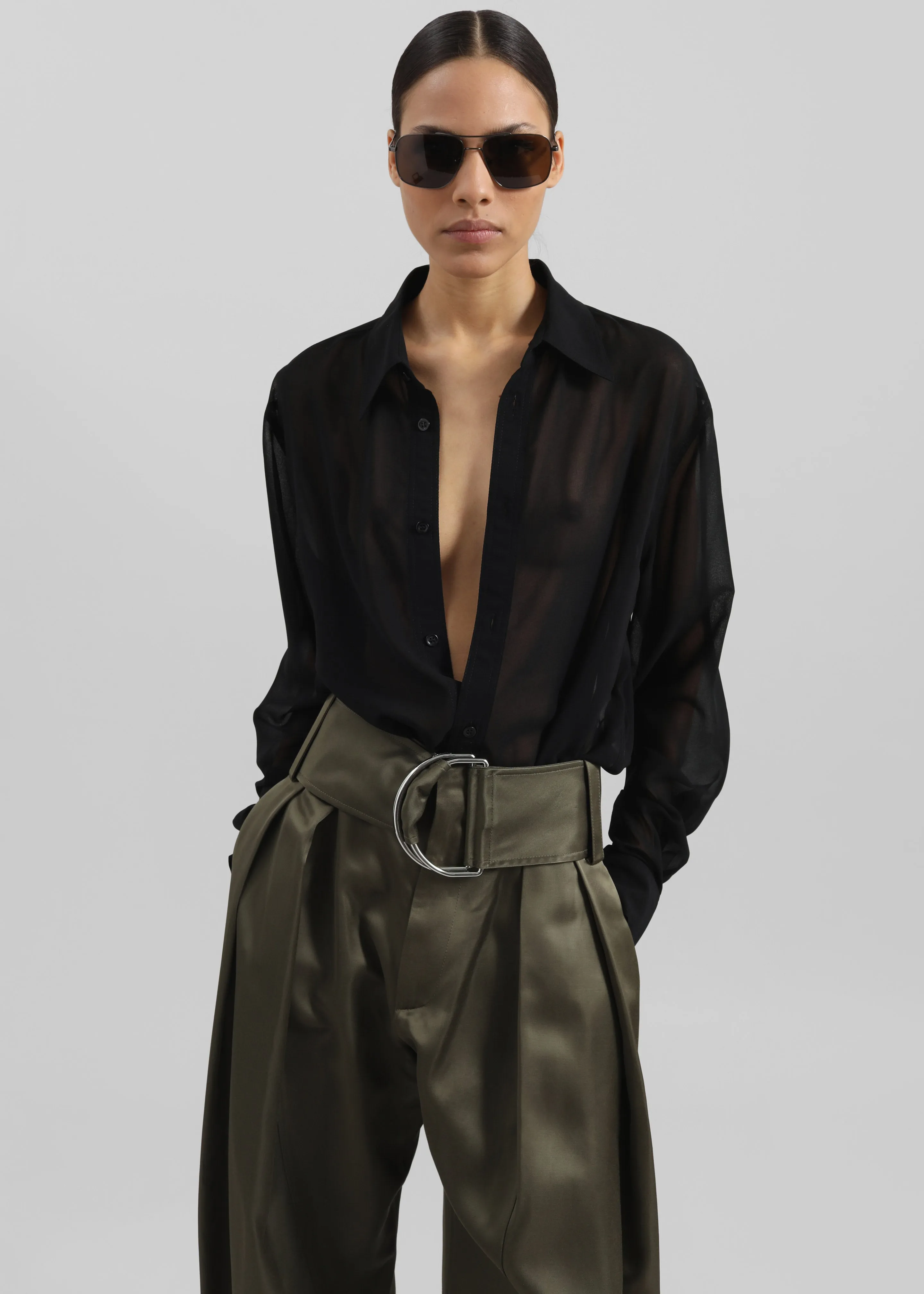 JW Anderson Pleated D-Ring Trousers - Khaki sold by Frankie Shop product image thumbnail 5