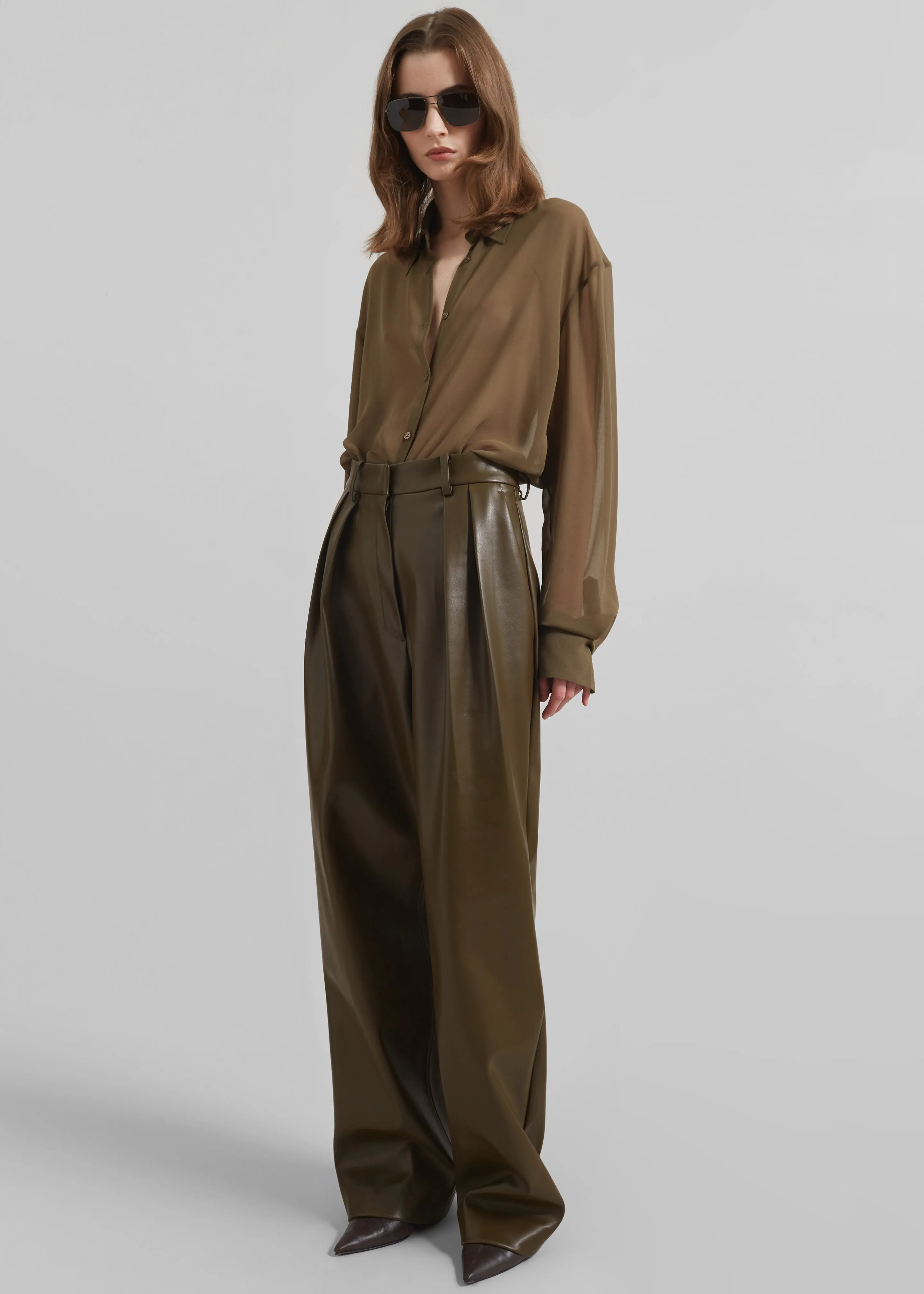 Helsinki Faux Leather Pants - Olive sold by Frankie Shop product image thumbnail 2