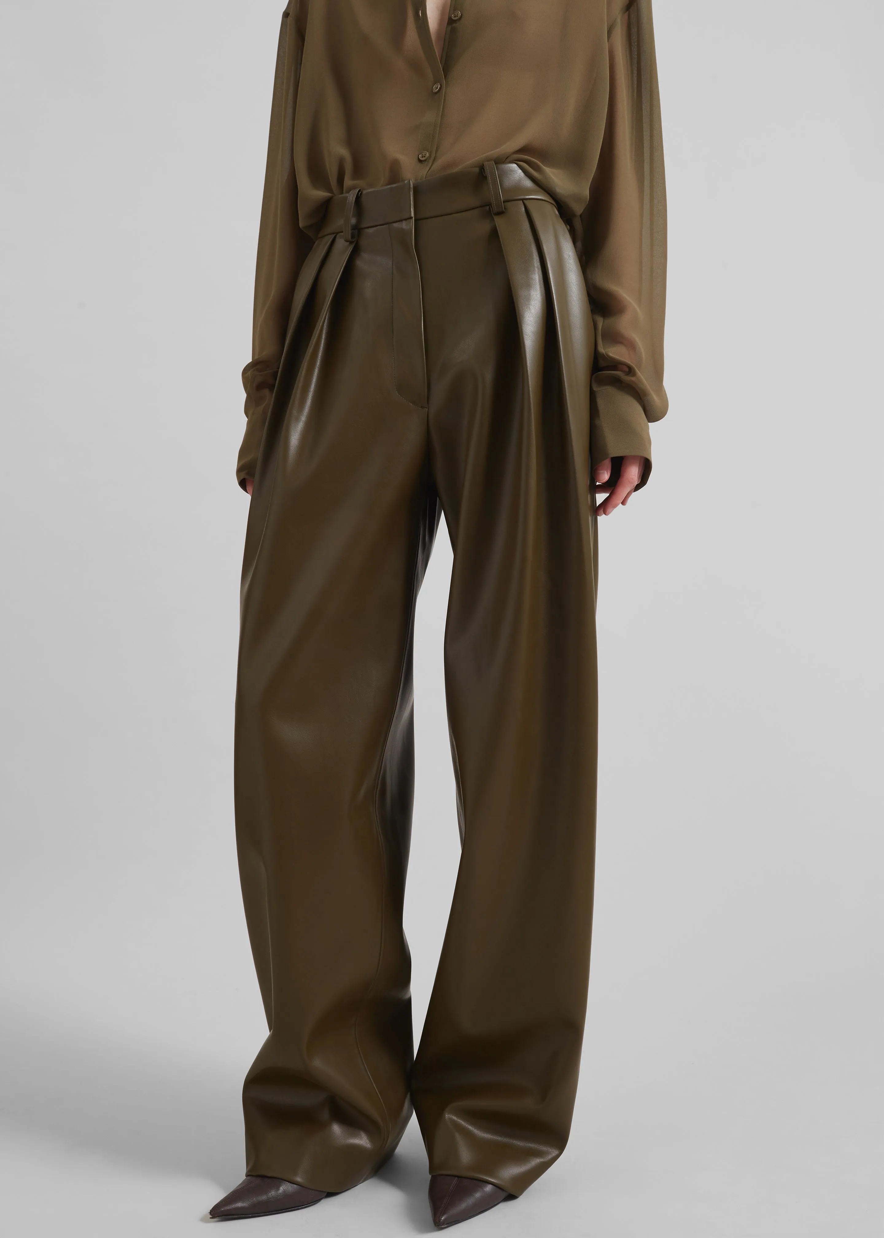 Helsinki Faux Leather Pants - Olive sold by Frankie Shop