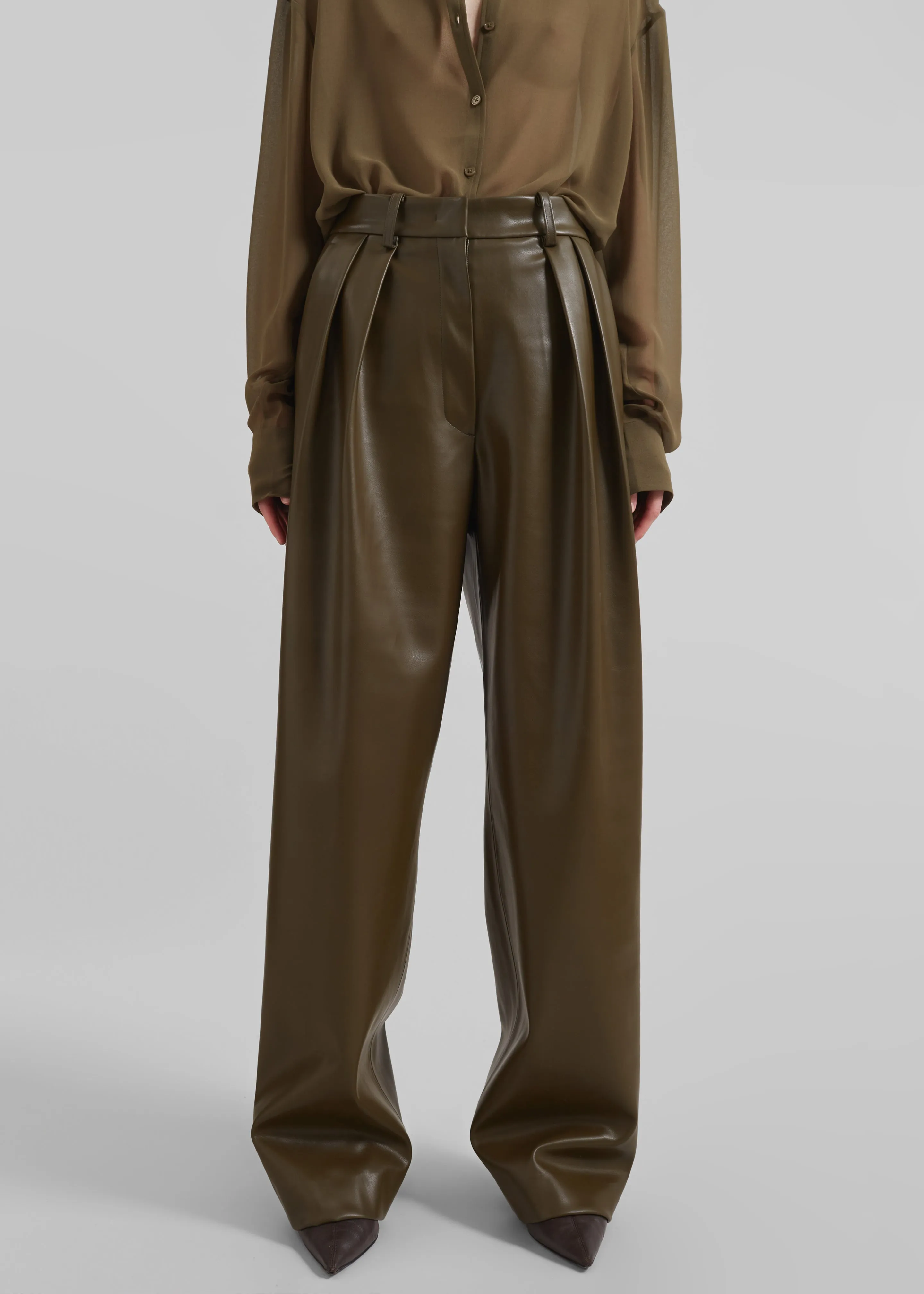 Helsinki Faux Leather Pants - Olive sold by Frankie Shop product image thumbnail 4