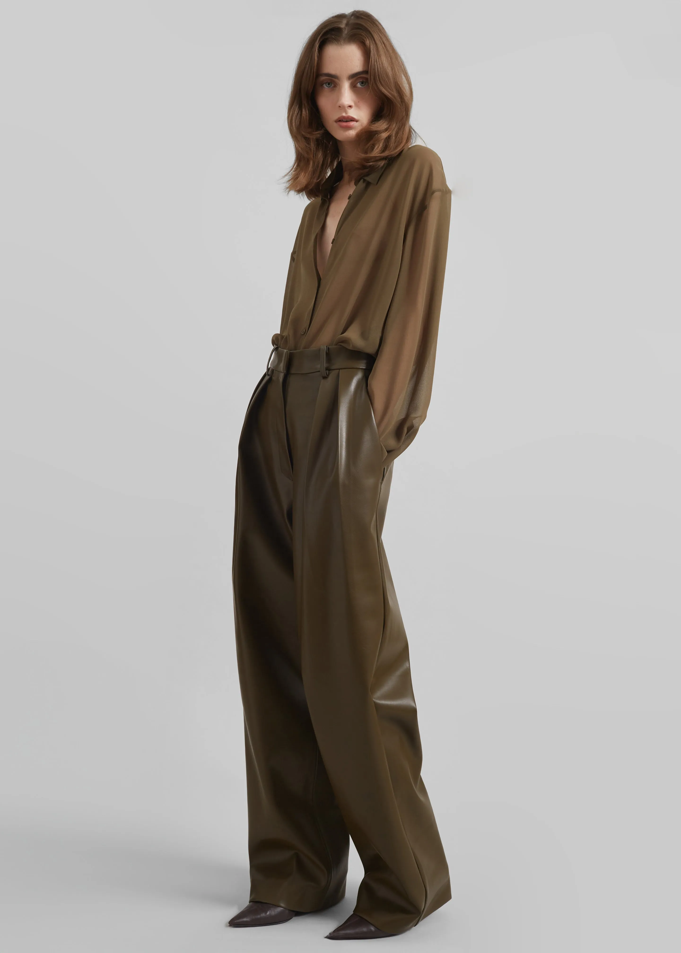 Helsinki Faux Leather Pants - Olive sold by Frankie Shop product image thumbnail 3