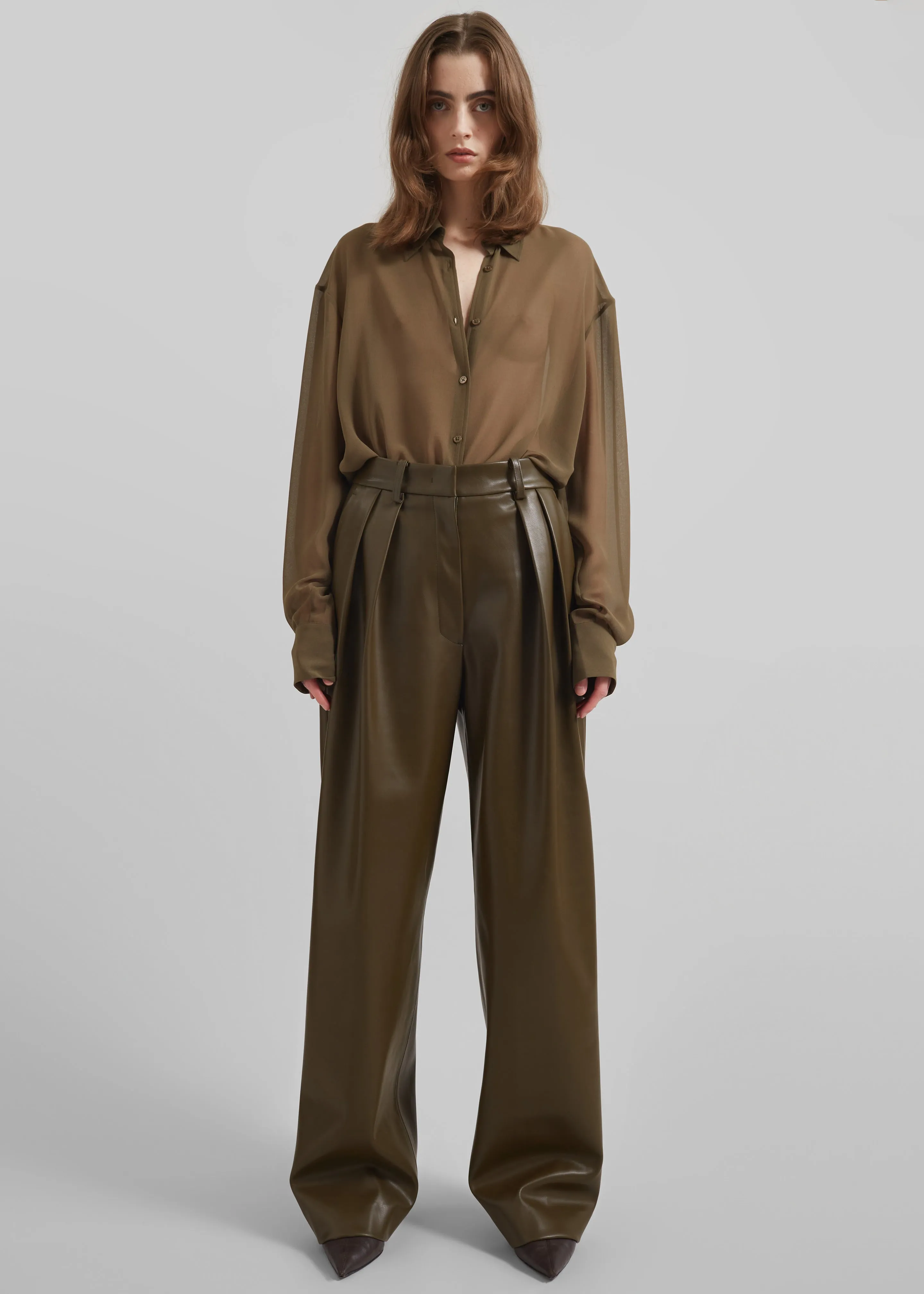 Helsinki Faux Leather Pants - Olive sold by Frankie Shop product image thumbnail 5