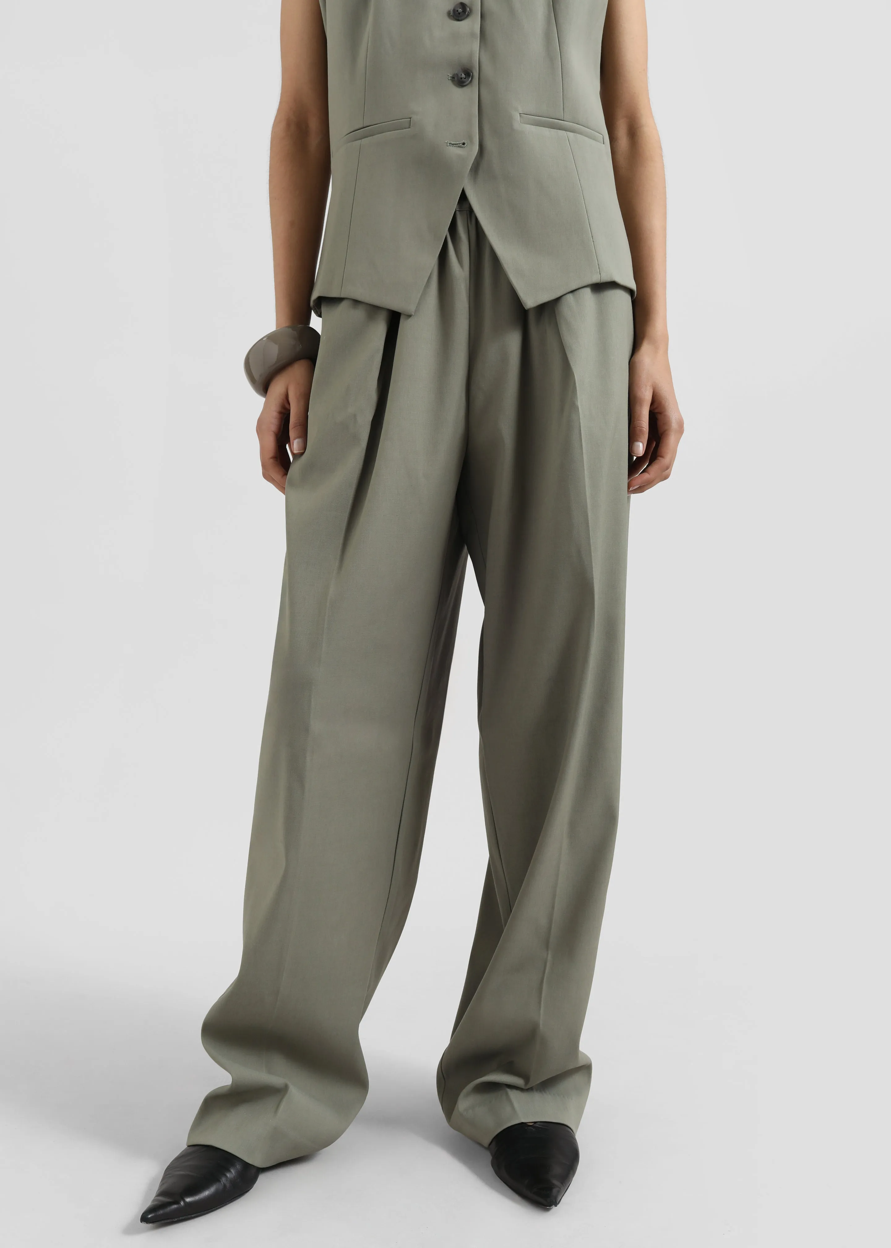 Samsøe Samsøe Julia Trousers - Vetiver sold by Frankie Shop