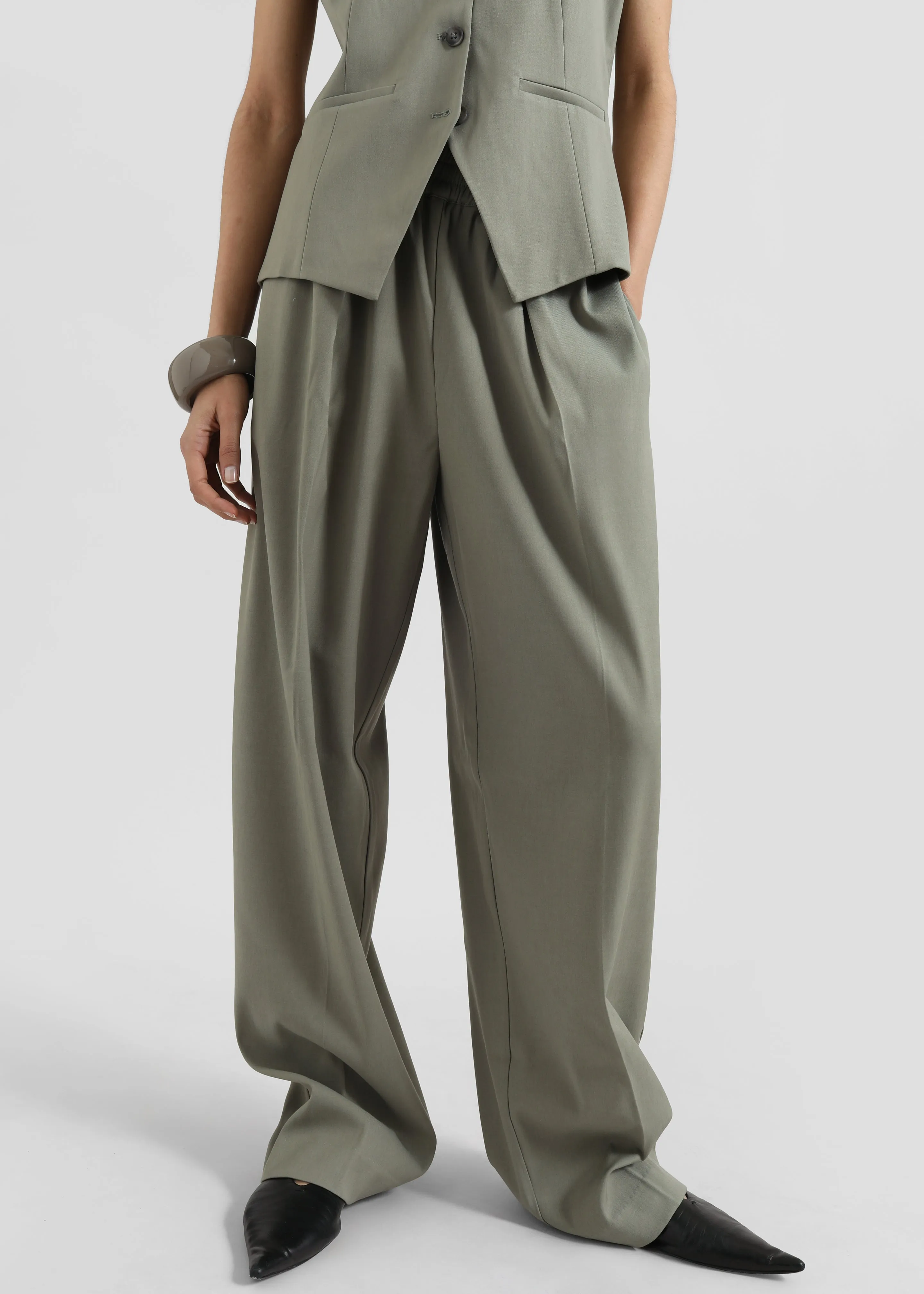 Samsøe Samsøe Julia Trousers - Vetiver sold by Frankie Shop product image thumbnail 3