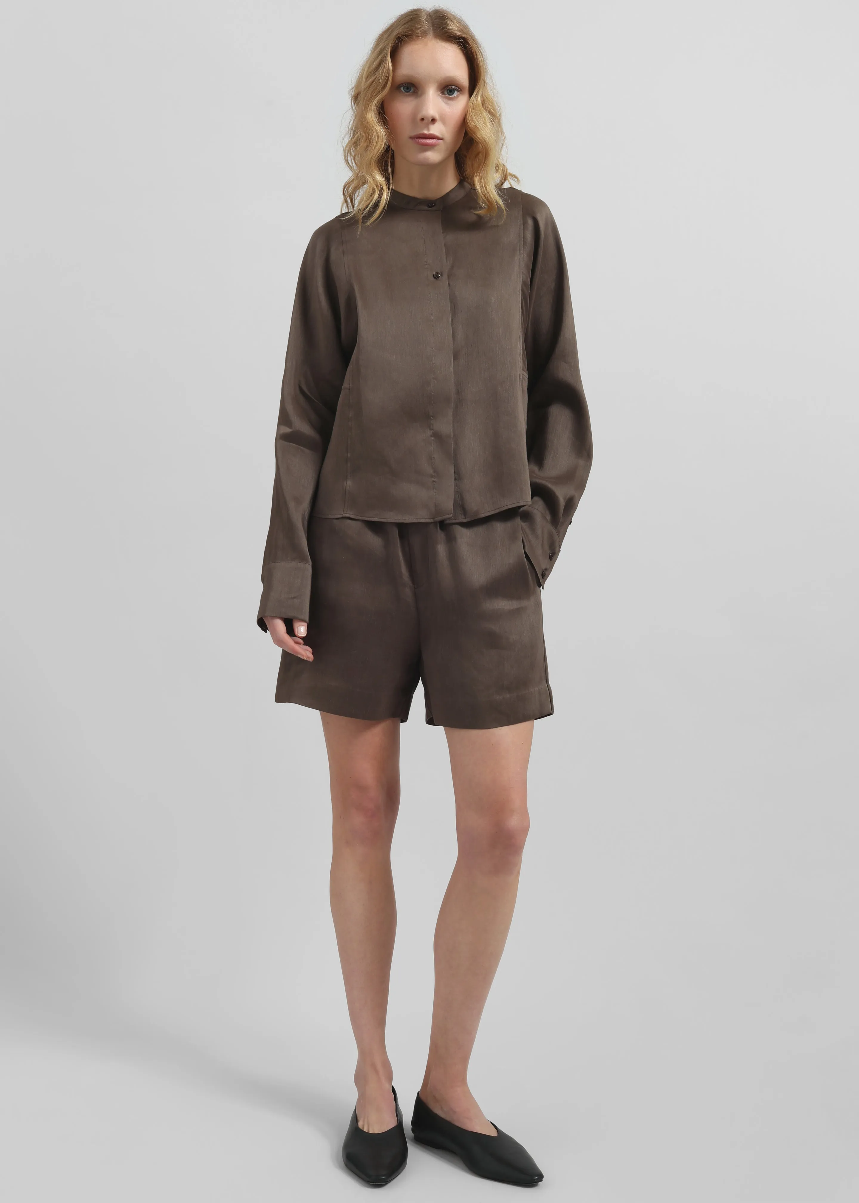Loulou Studio Siara Oversize Blouse - Deep Taupe sold by Frankie Shop product image thumbnail 3