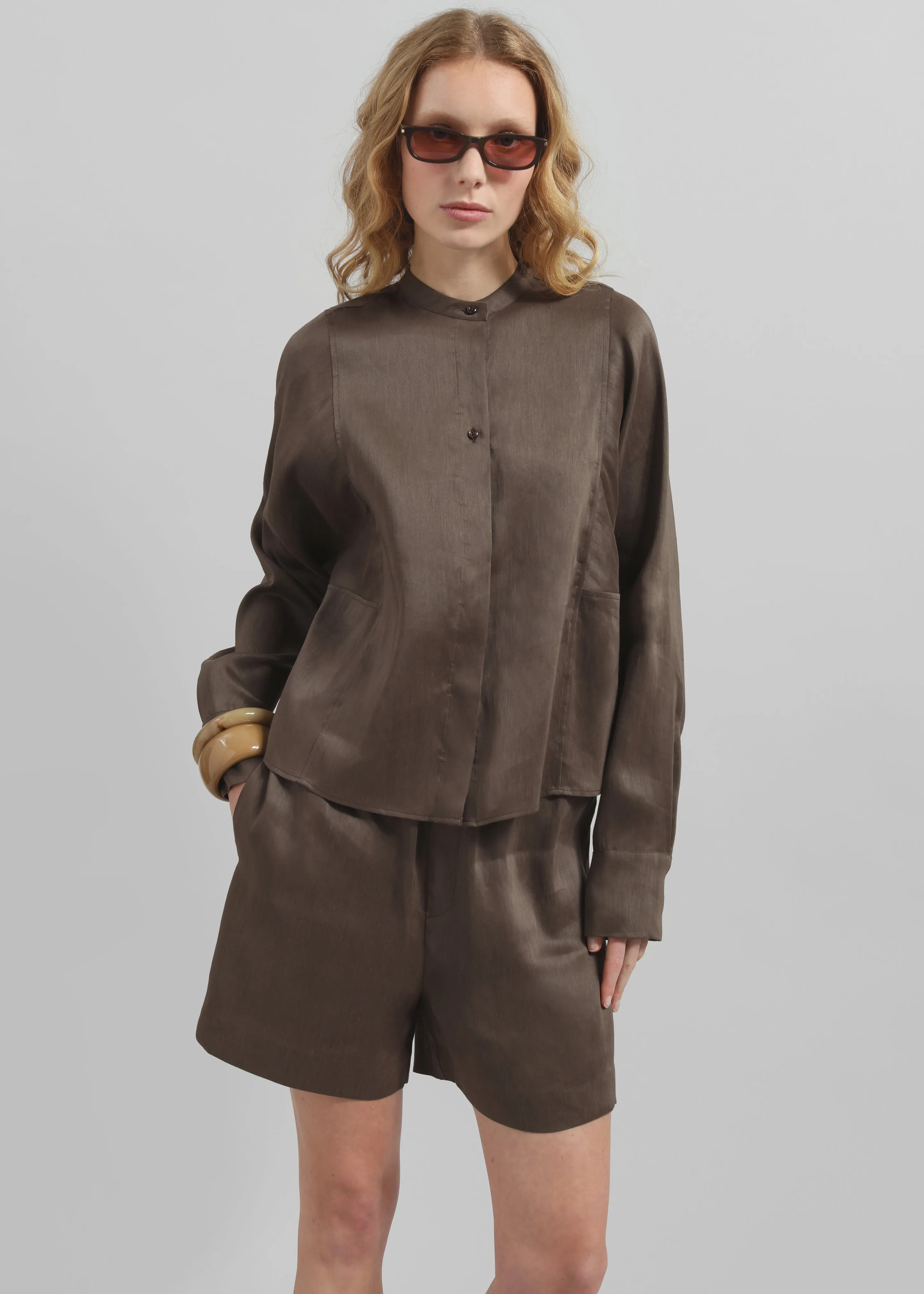 Loulou Studio Siara Oversize Blouse - Deep Taupe sold by Frankie Shop product image thumbnail 4