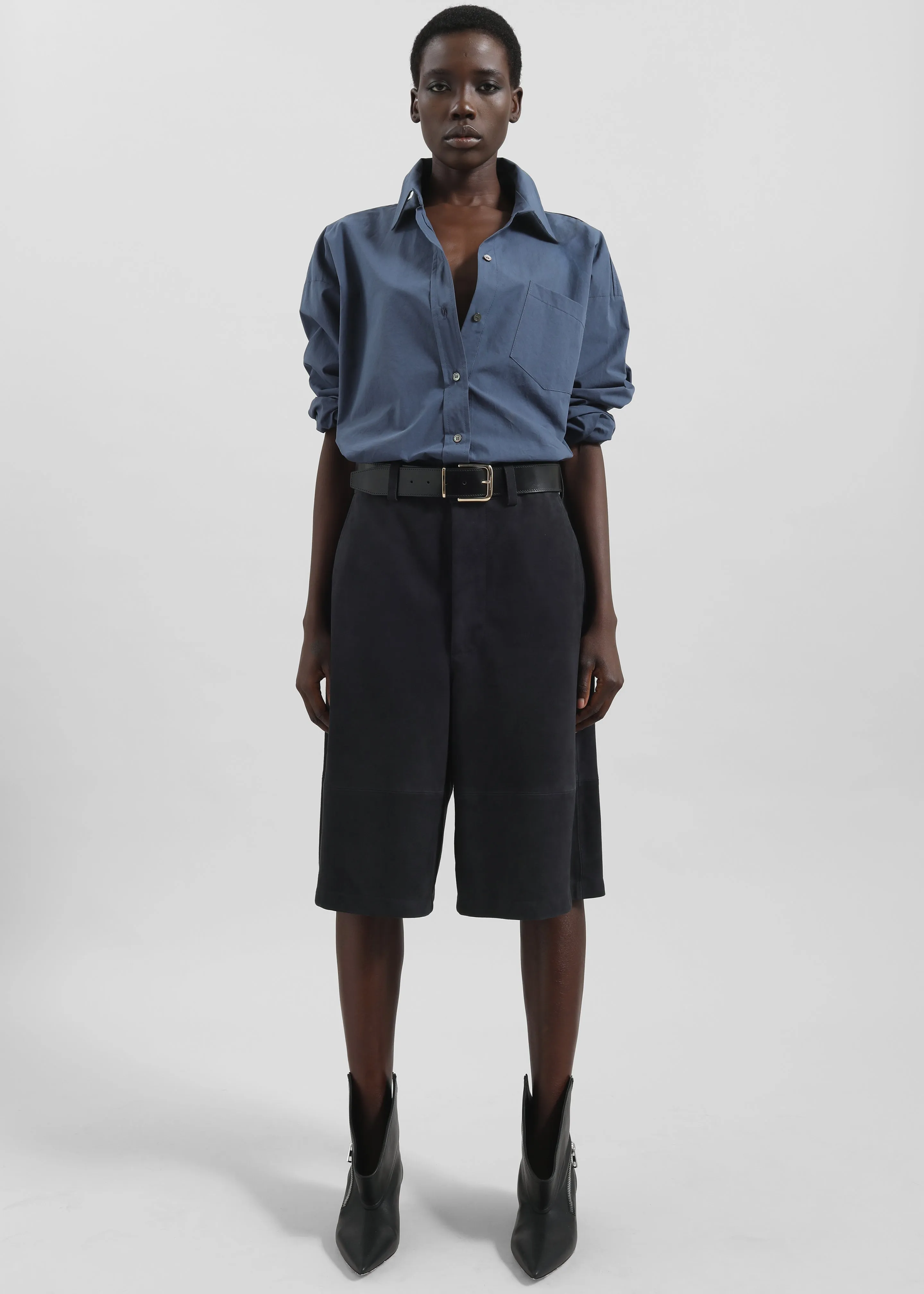 Dartsel Suede Bermuda Shorts - Navy sold by Frankie Shop product image thumbnail 5