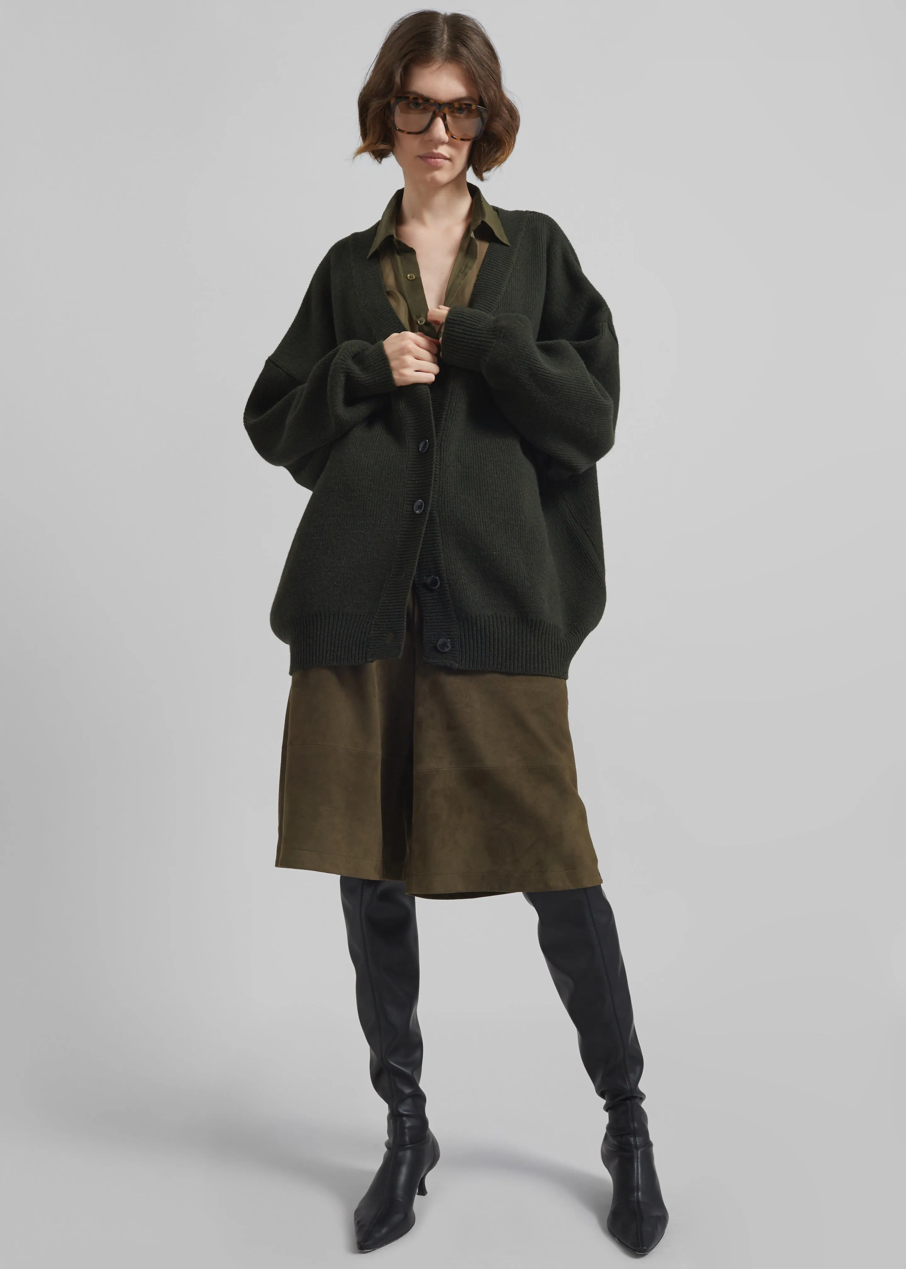 Dartsel Suede Bermuda Shorts - Khaki sold by Frankie Shop product image thumbnail 4