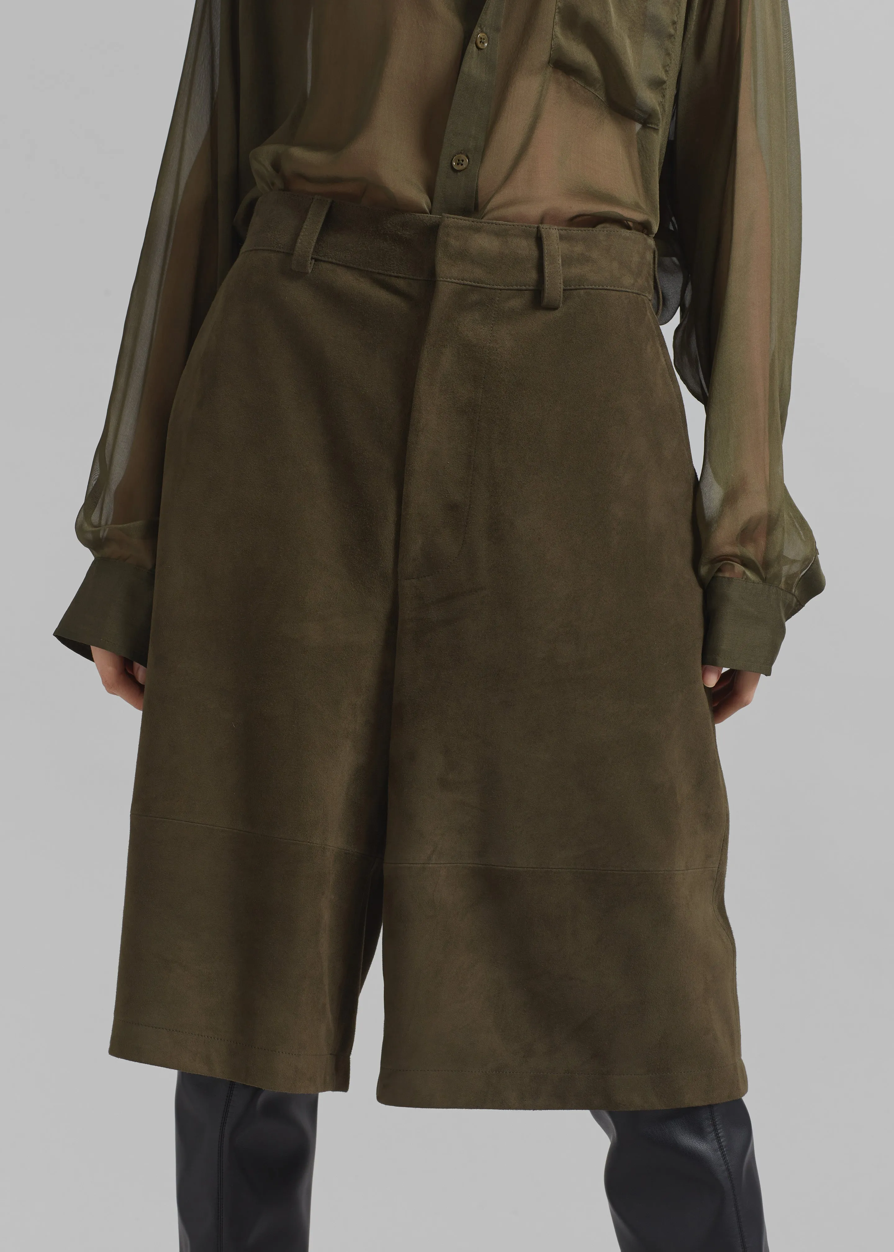 Dartsel Suede Bermuda Shorts - Khaki sold by Frankie Shop product image thumbnail 3