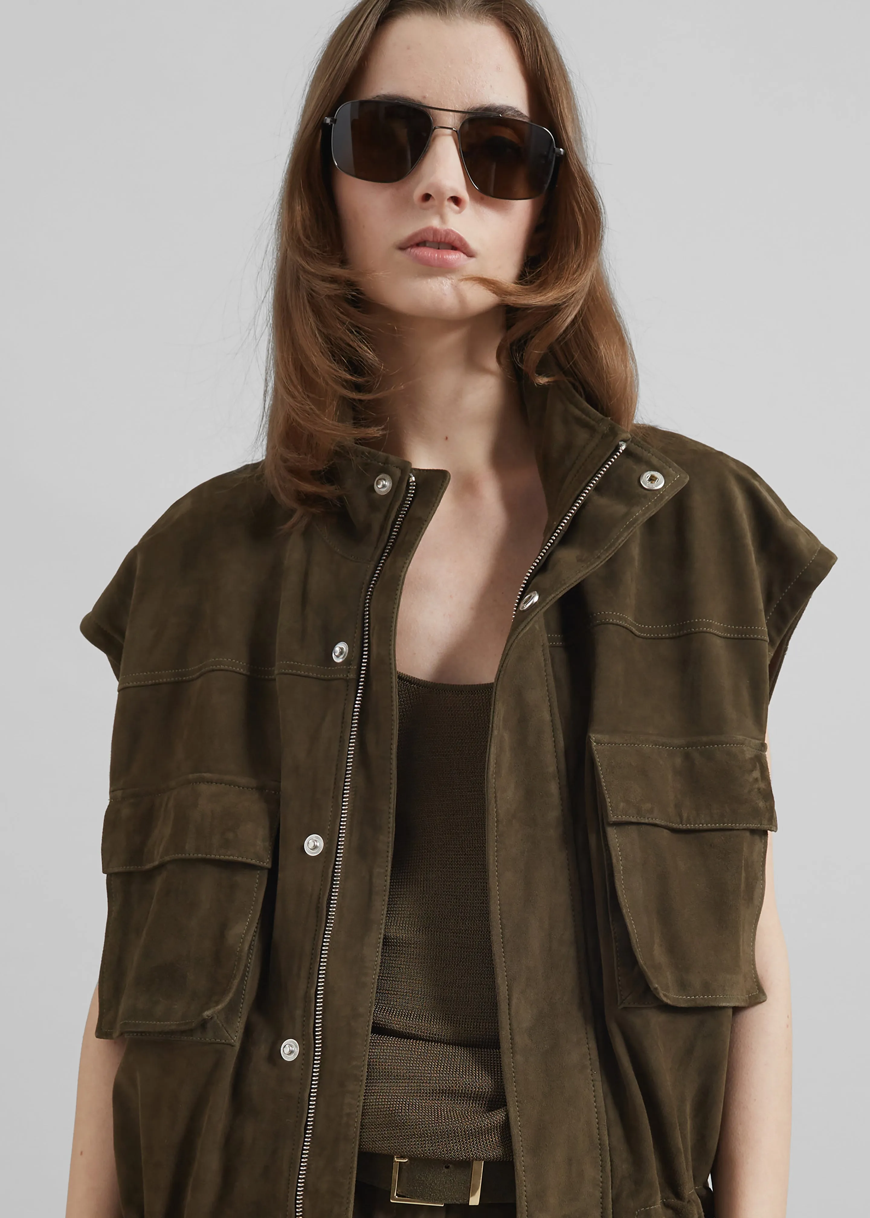 Turin Suede Cargo Jacket - Khaki sold by Frankie Shop product image thumbnail 3