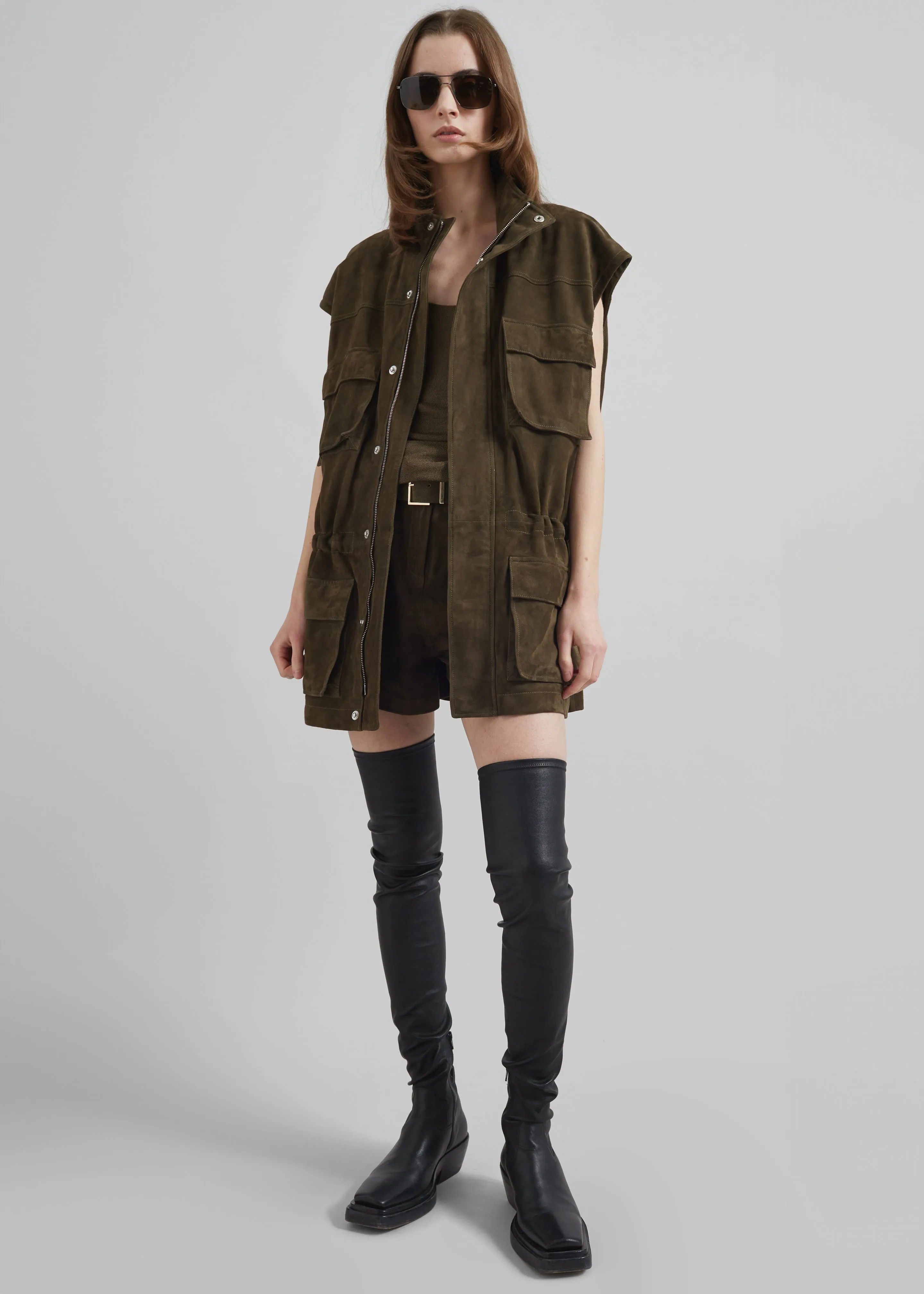 Turin Suede Cargo Jacket - Khaki sold by Frankie Shop product image thumbnail 5