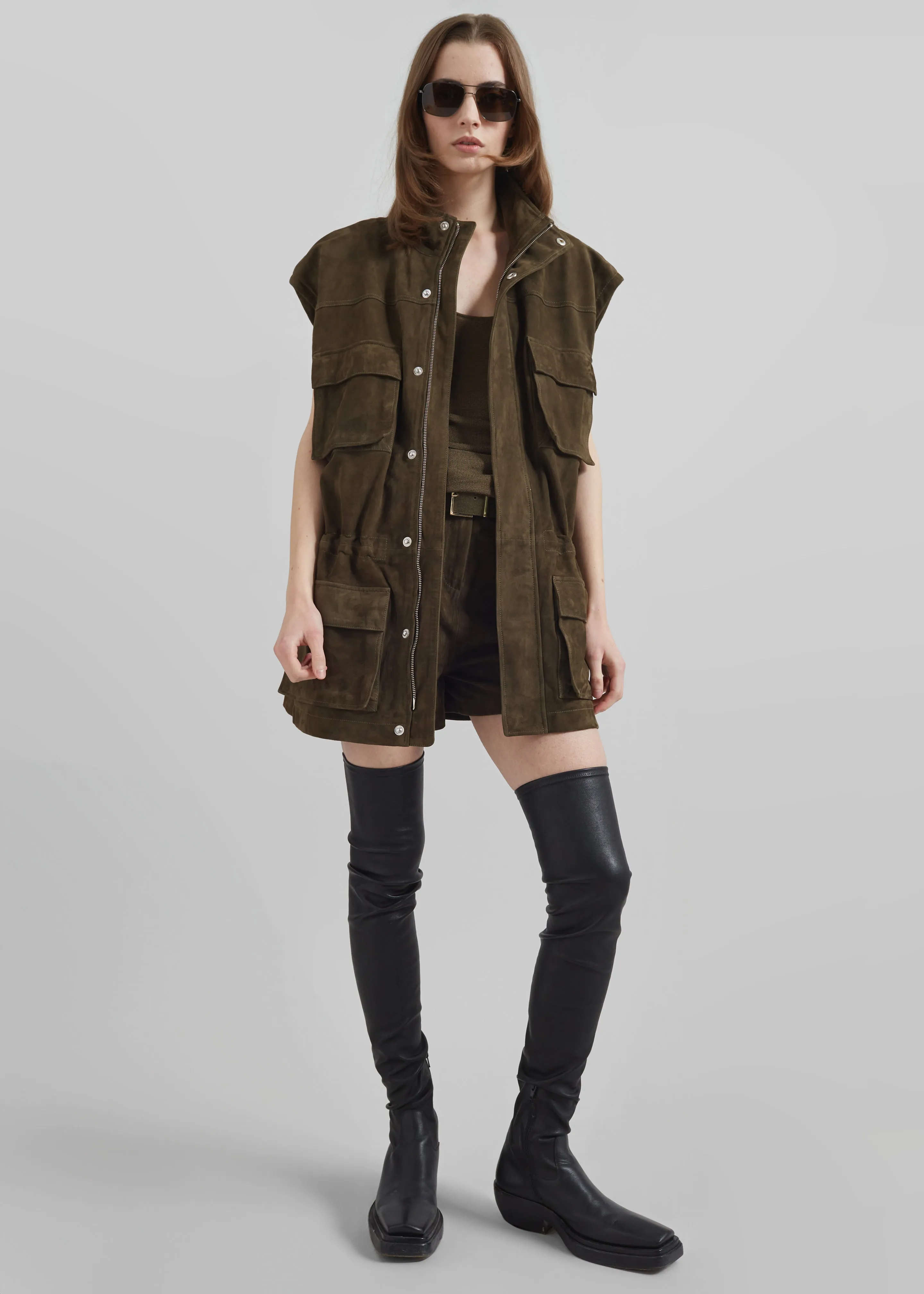 Turin Suede Cargo Jacket - Khaki sold by Frankie Shop product image thumbnail 4