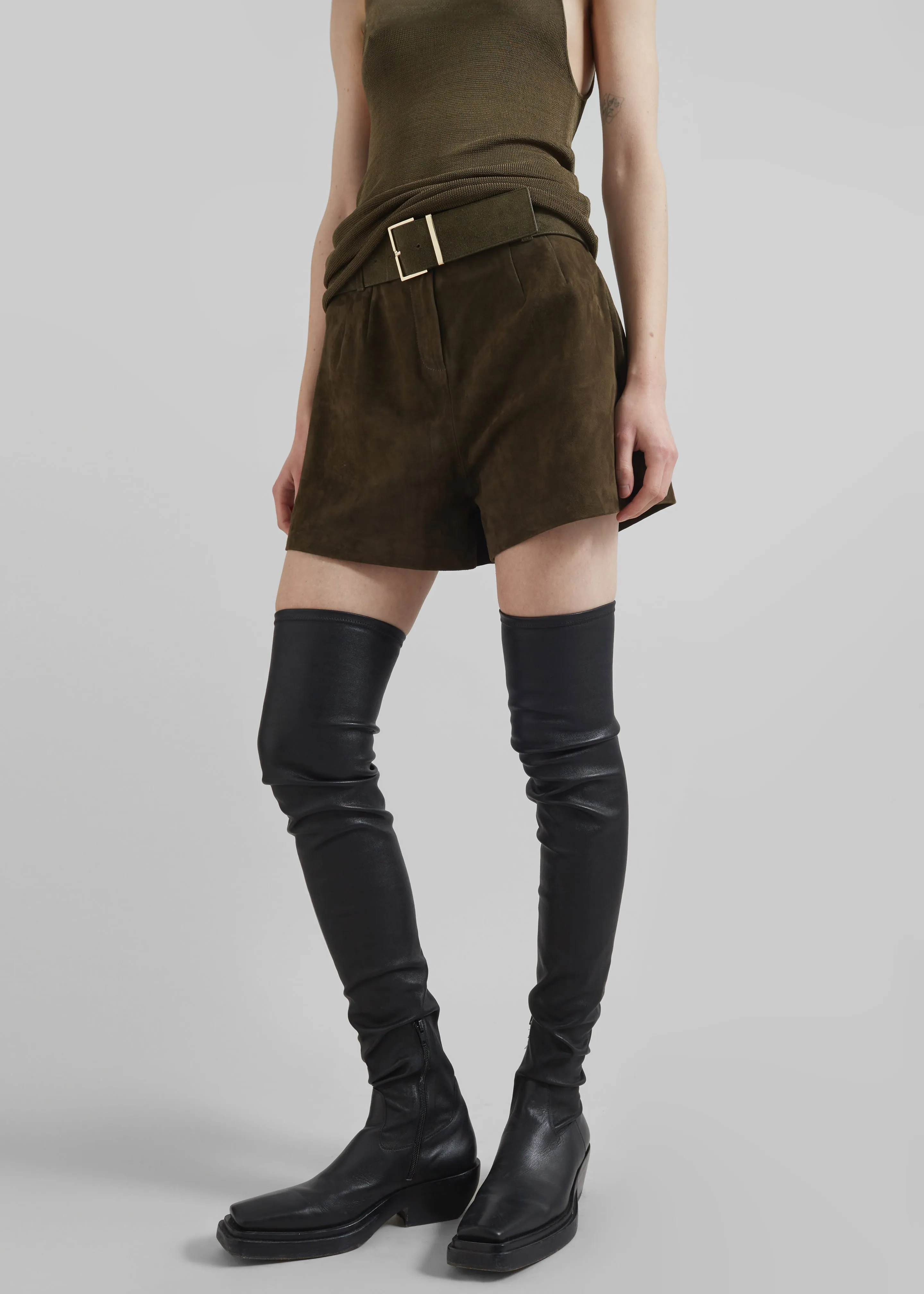 Lise Suede Shorts - Khaki sold by Frankie Shop product image thumbnail 5