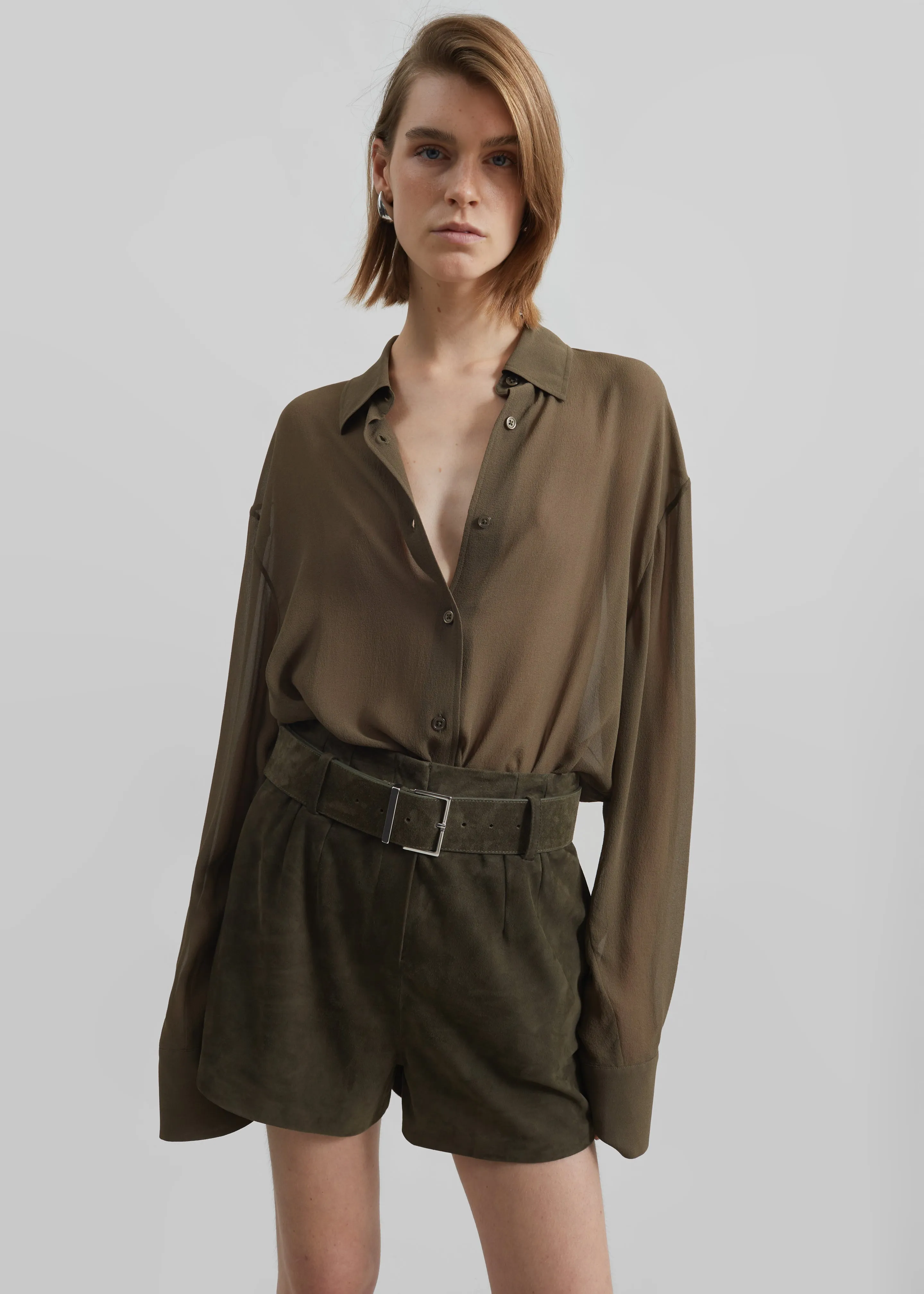 Lise Suede Shorts - Khaki sold by Frankie Shop