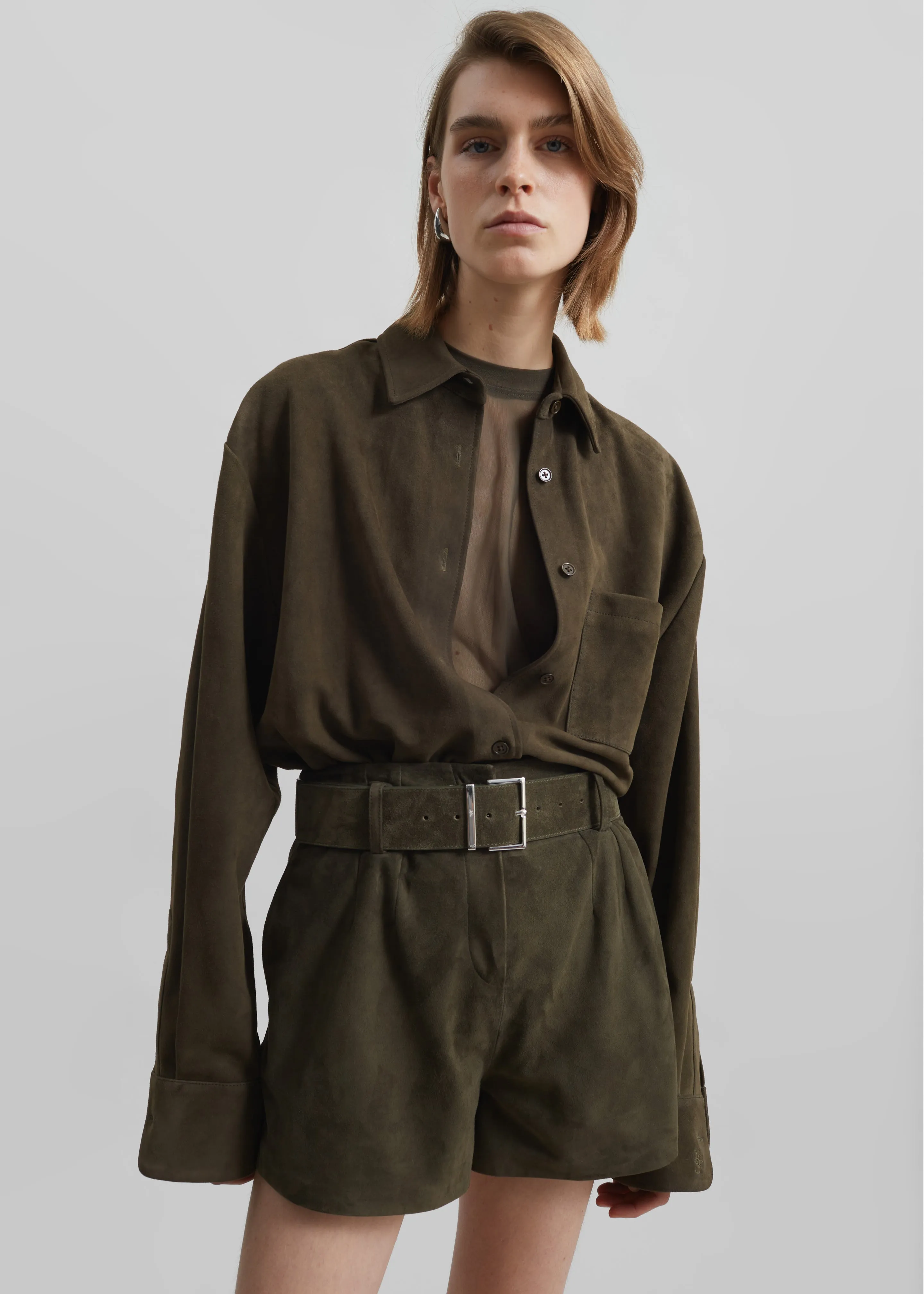 Lise Suede Shorts - Khaki sold by Frankie Shop product image thumbnail 3