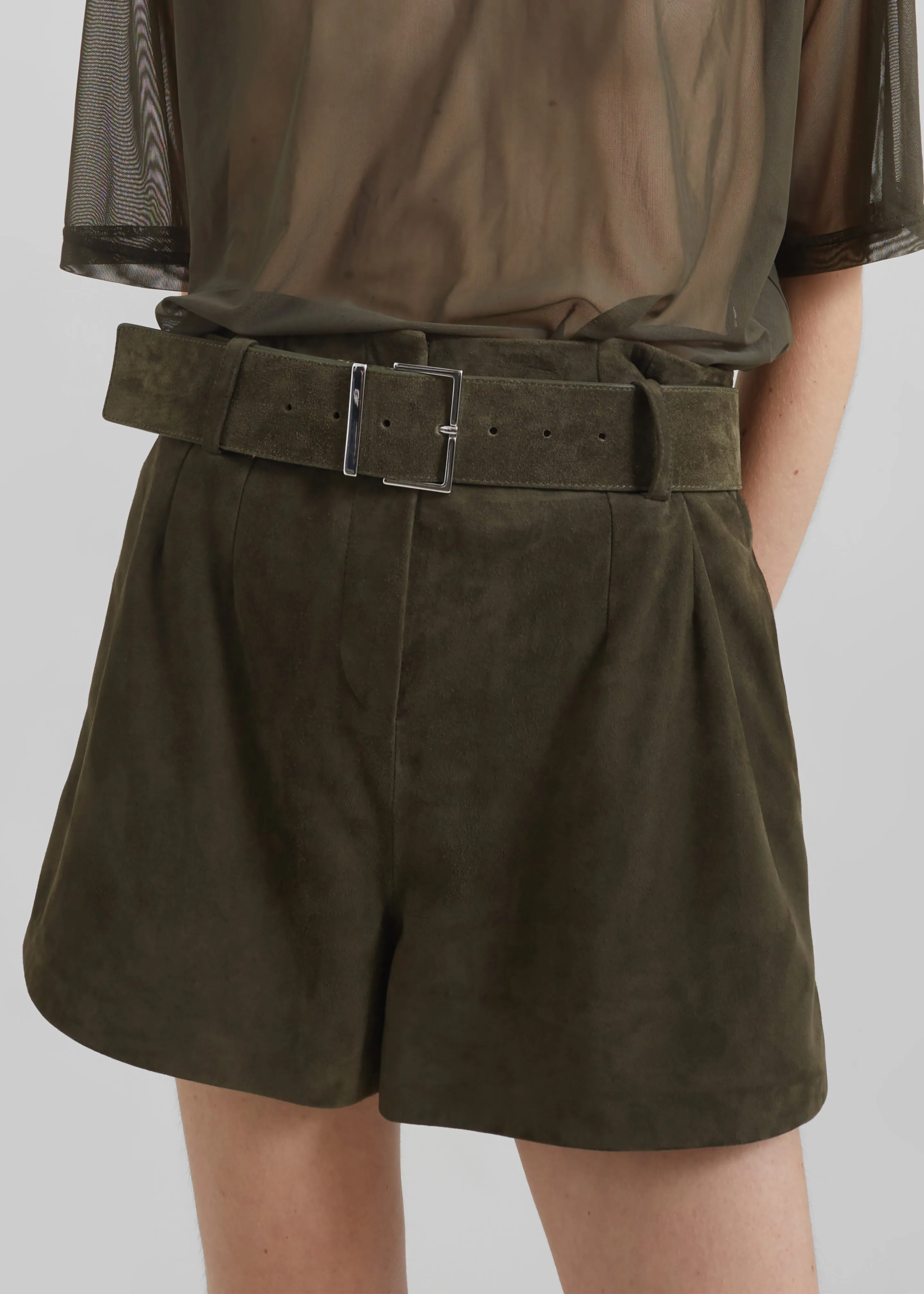 Lise Suede Shorts - Khaki sold by Frankie Shop product image thumbnail 2