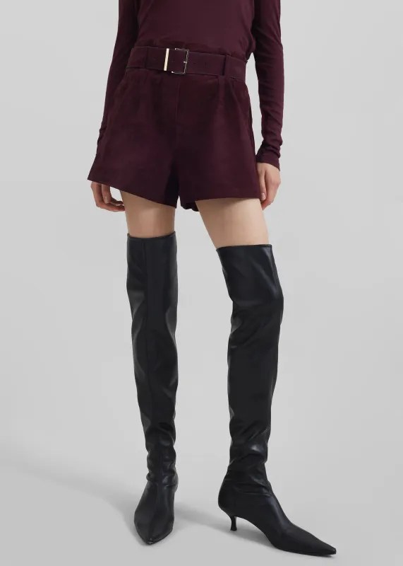 Lise Suede Shorts - Burgundy sold by Frankie Shop