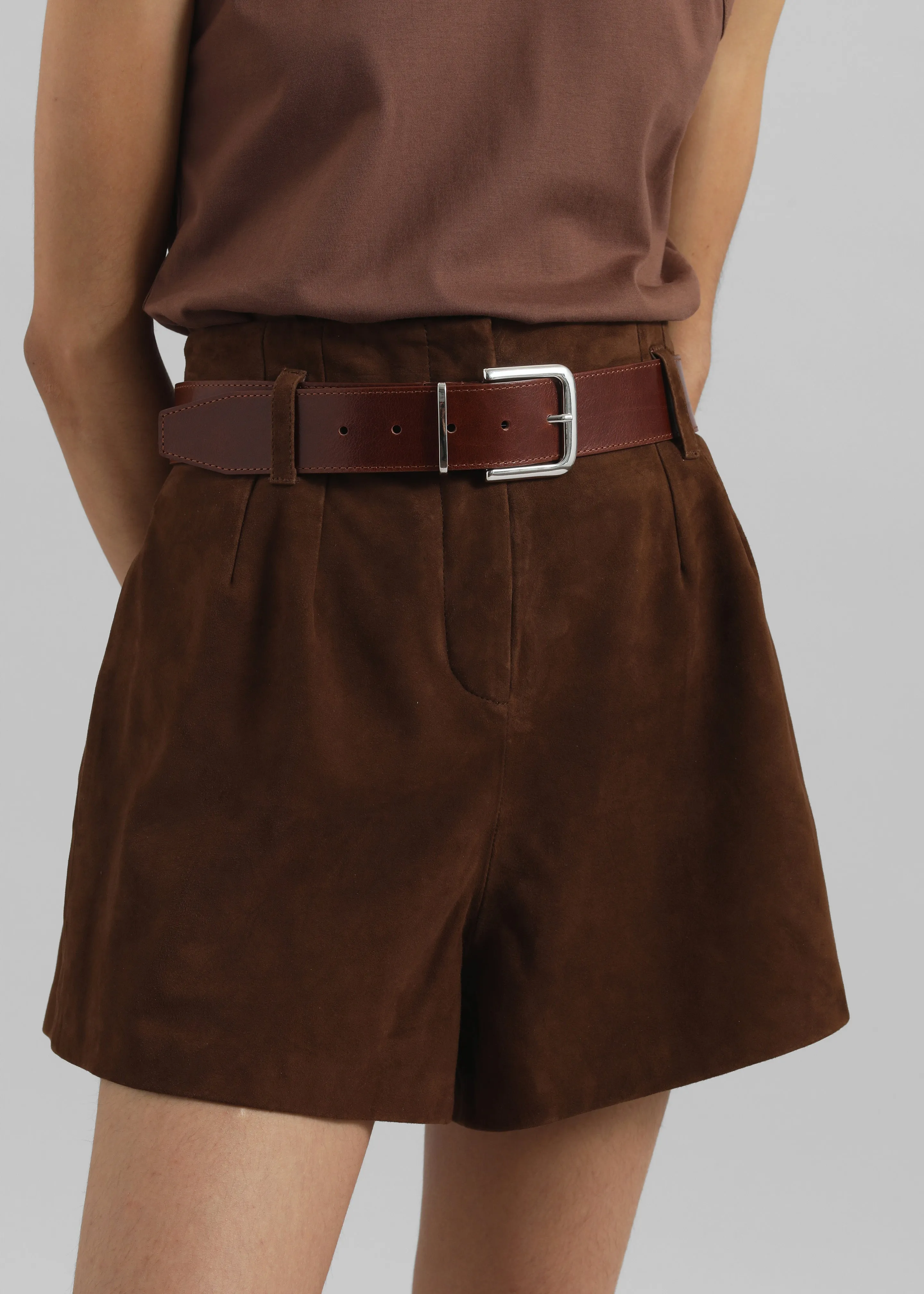 Lise Suede Shorts - Brown sold by Frankie Shop product image thumbnail 3