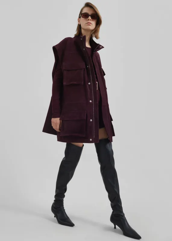 Turin Suede Cargo Jacket - Burgundy sold by Frankie Shop