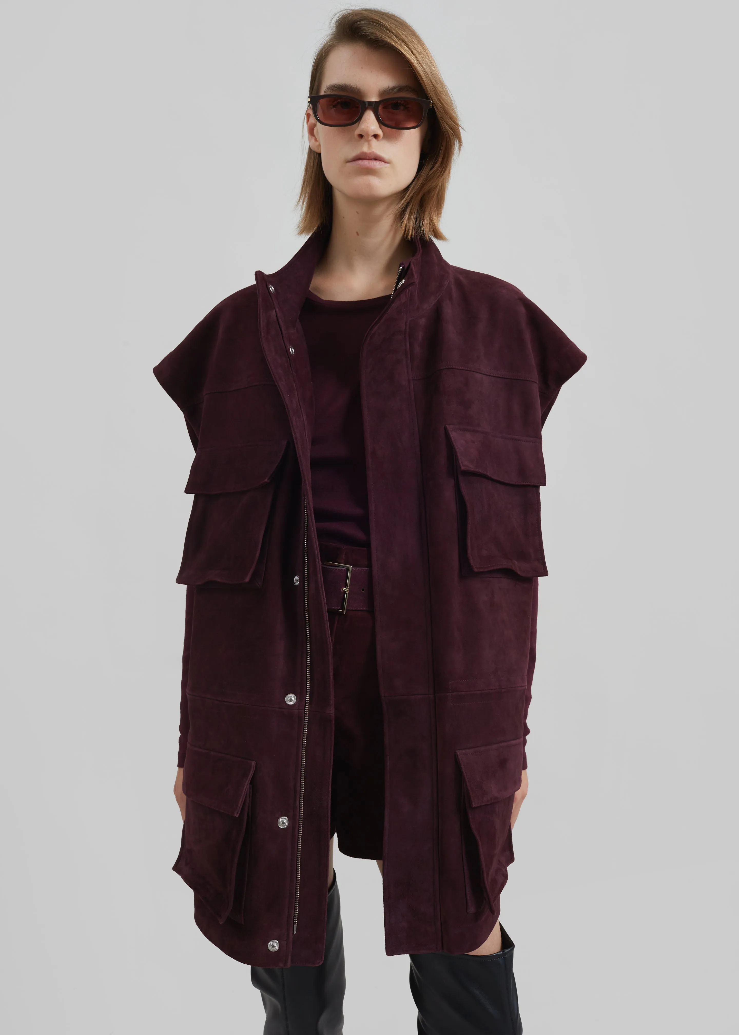 Turin Suede Cargo Jacket - Burgundy sold by Frankie Shop product image thumbnail 2