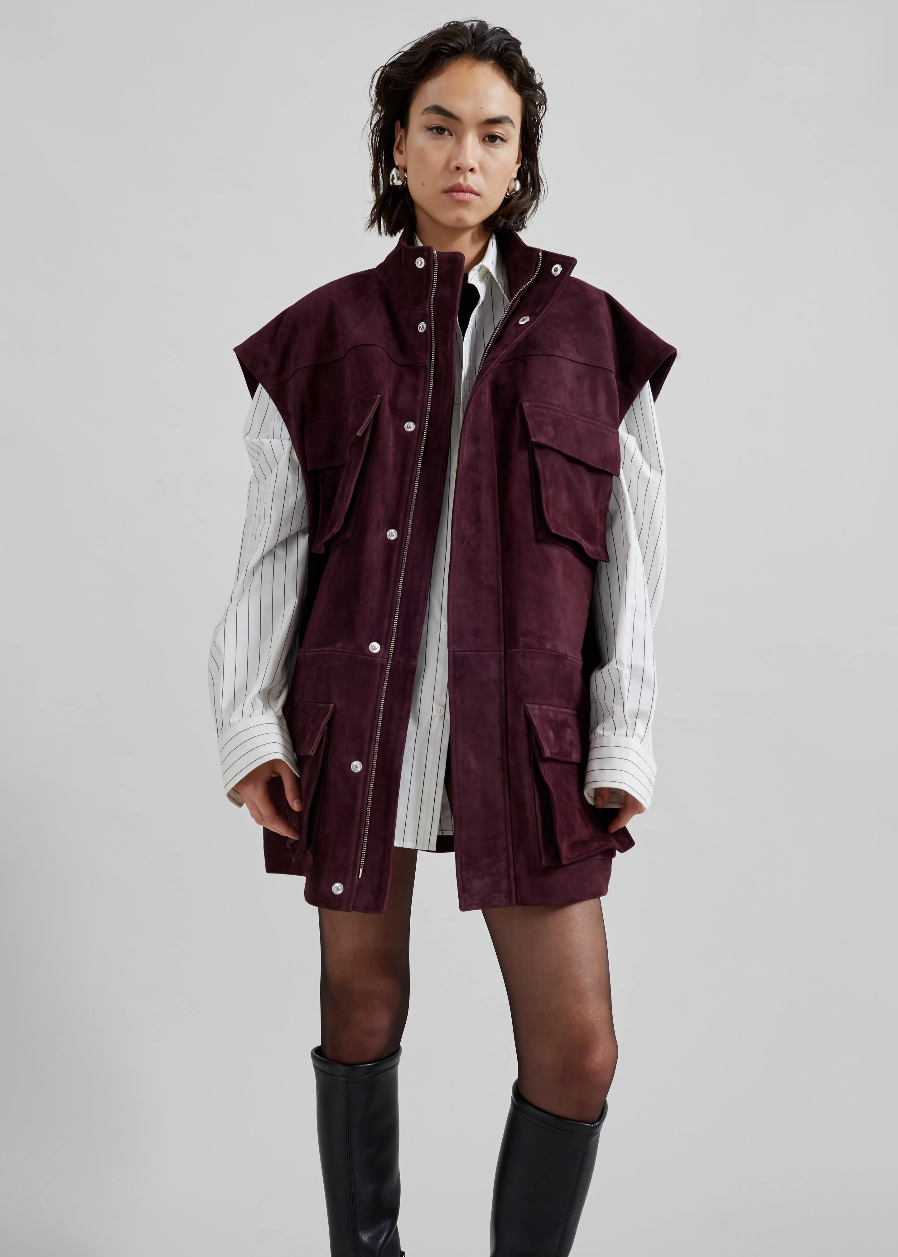 Turin Suede Cargo Jacket - Burgundy sold by Frankie Shop product image thumbnail 5