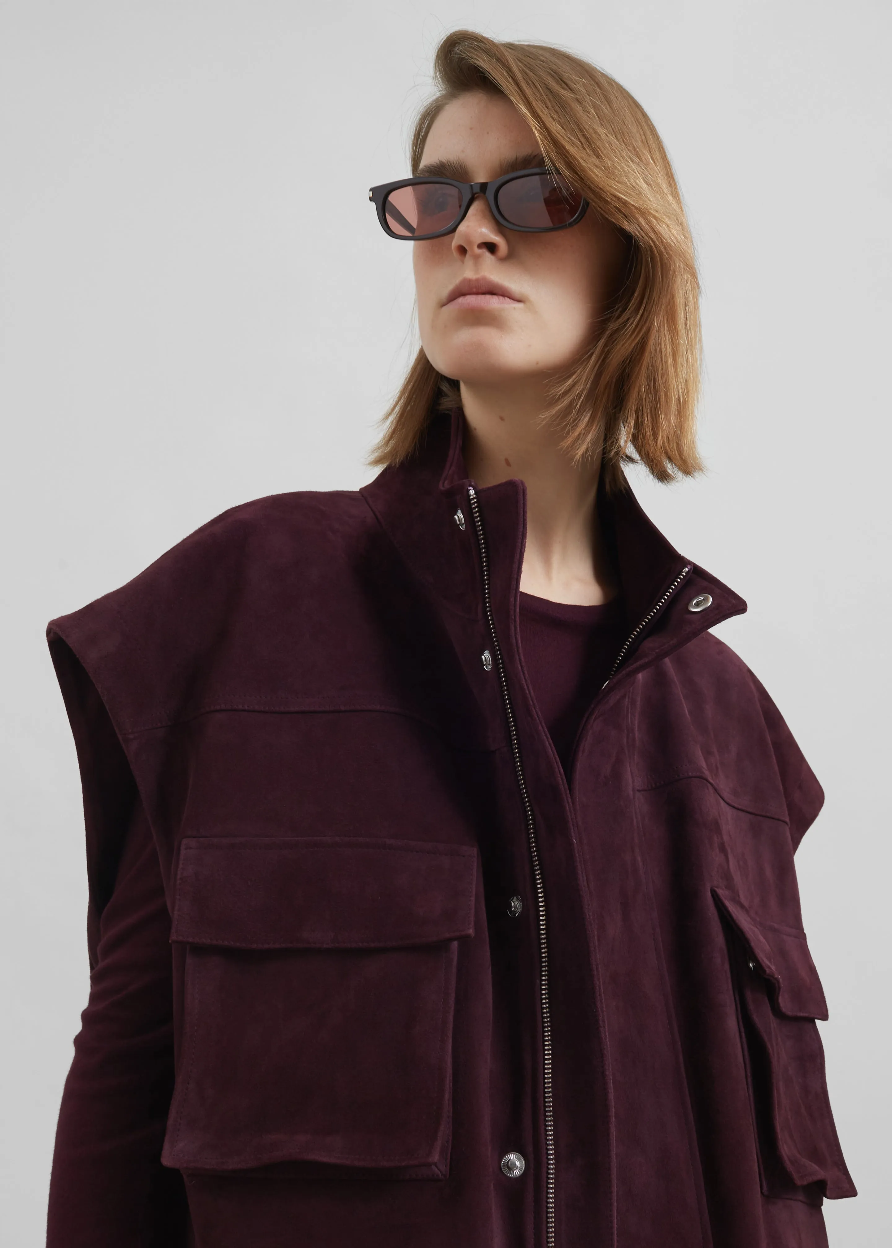 Turin Suede Cargo Jacket - Burgundy sold by Frankie Shop product image thumbnail 4