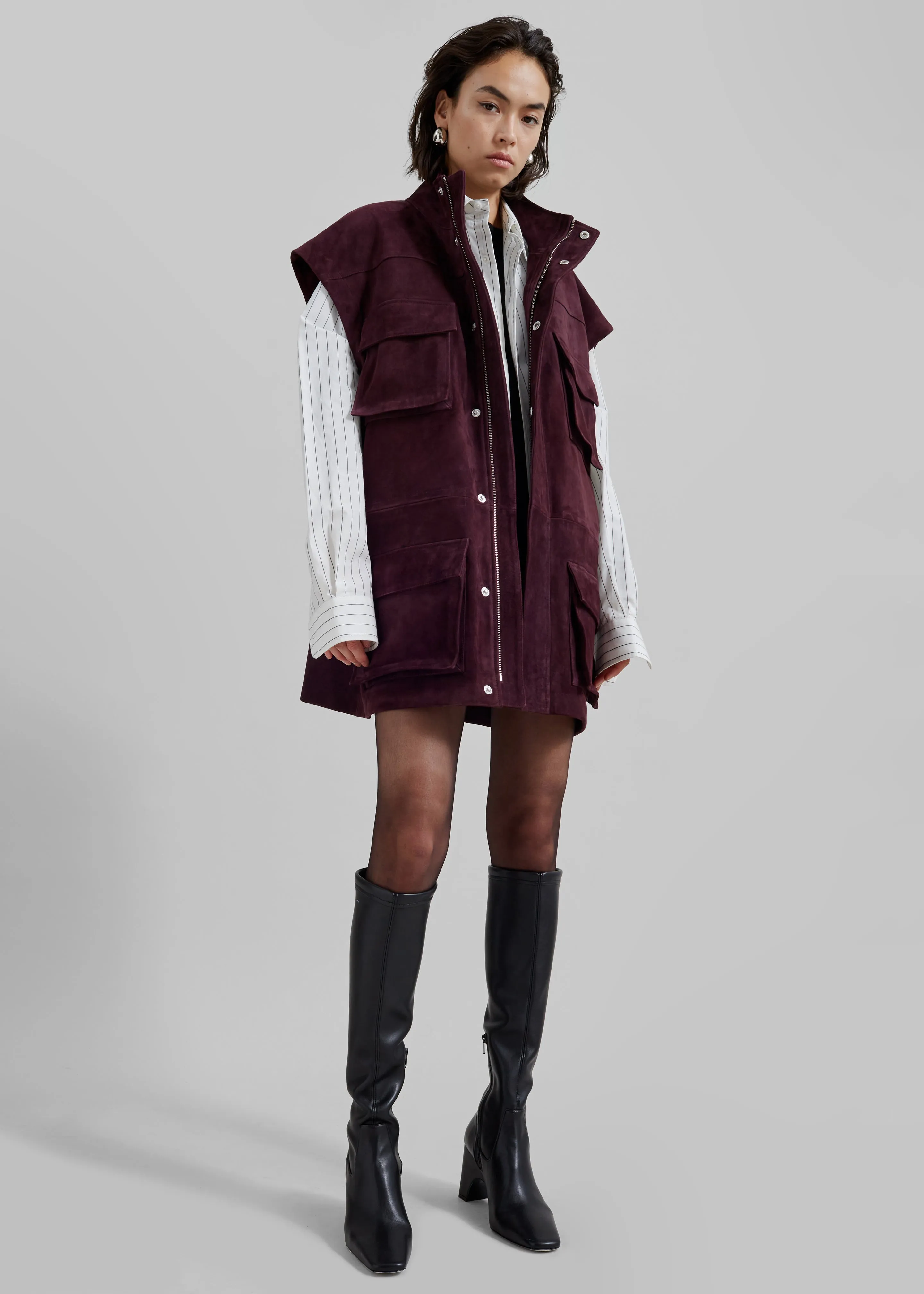 Turin Suede Cargo Jacket - Burgundy sold by Frankie Shop product image thumbnail 3