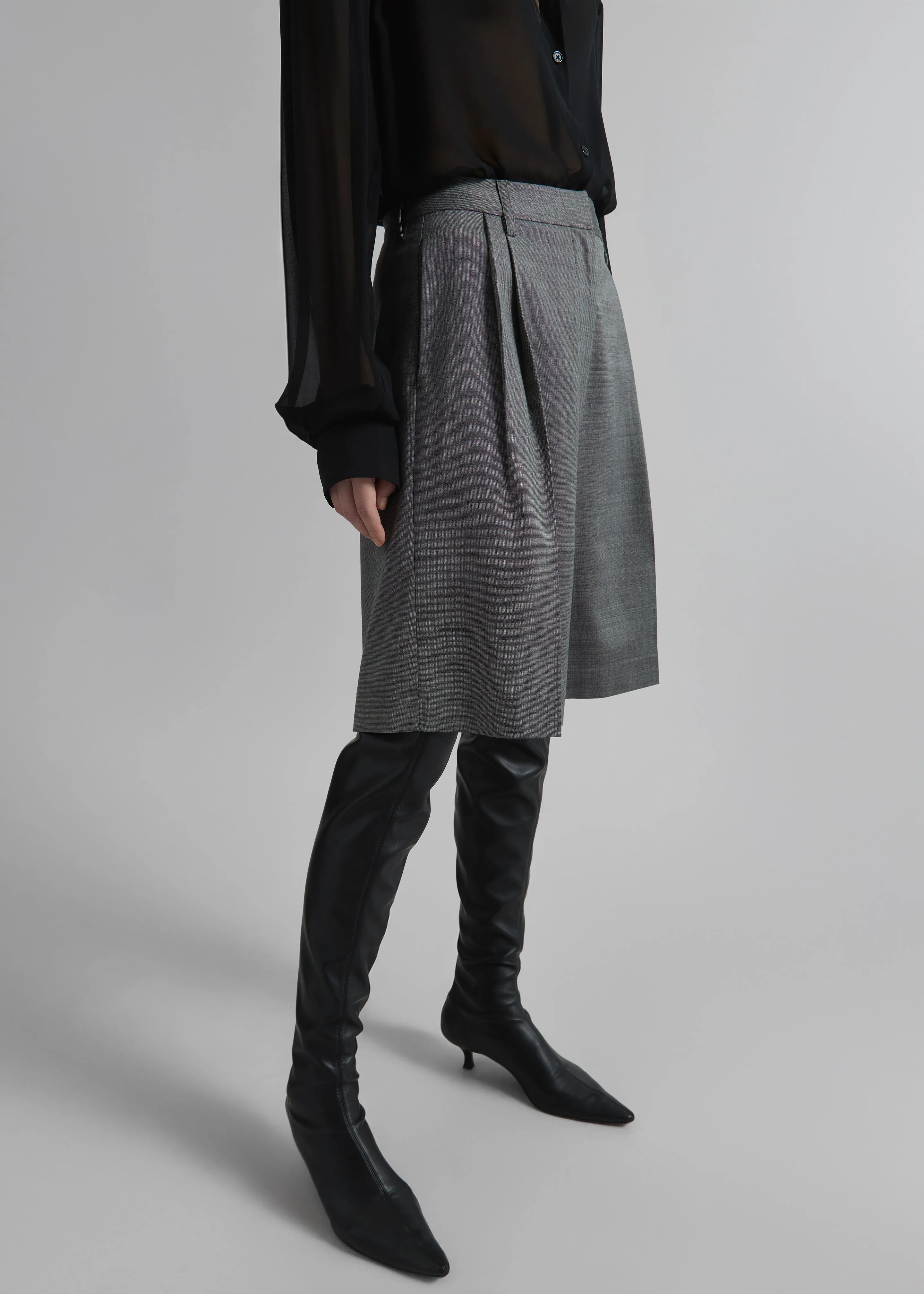 Marfa Pleated Bermuda Shorts - Grey Melange sold by Frankie Shop product image thumbnail 2