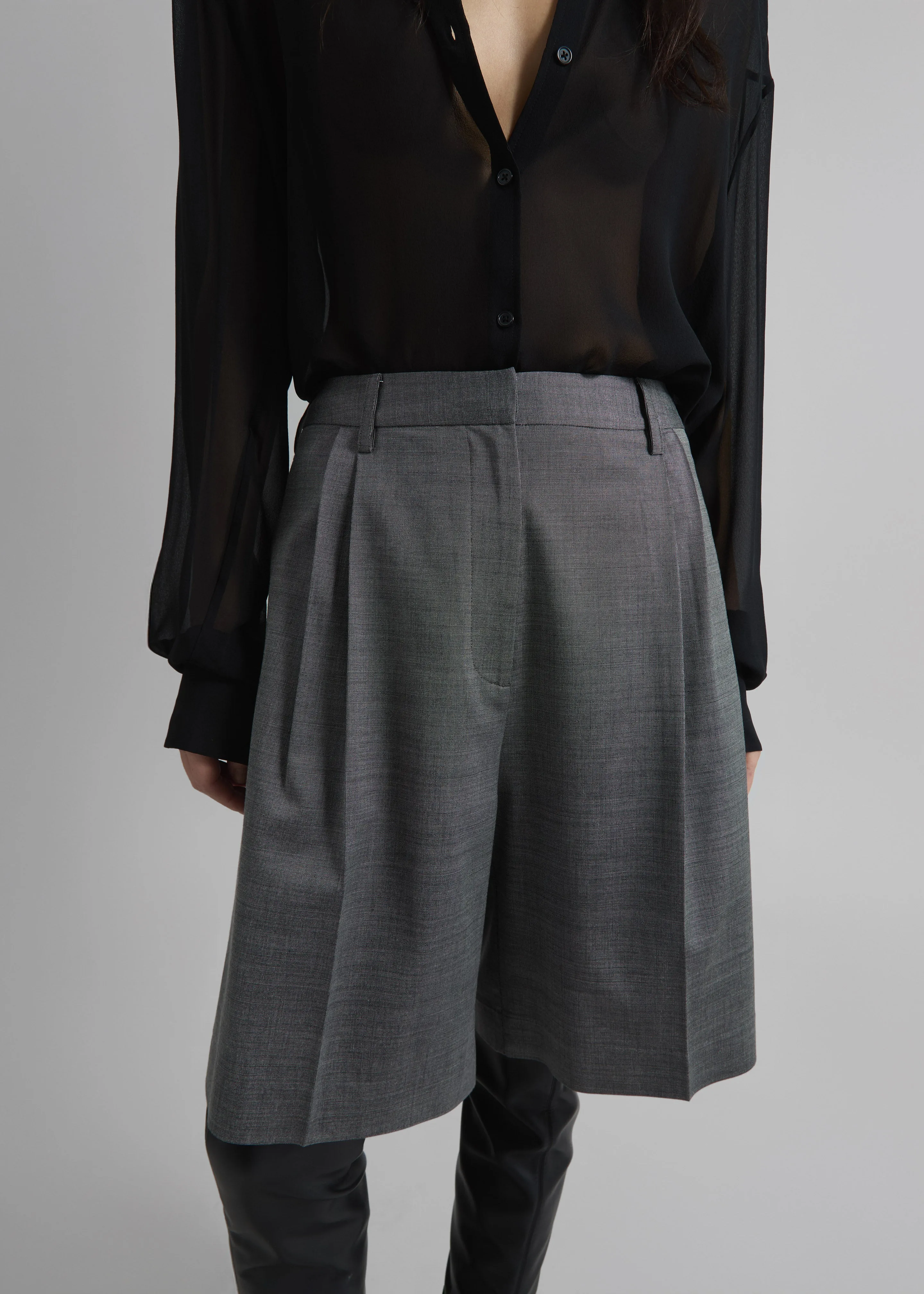 Marfa Pleated Bermuda Shorts - Grey Melange sold by Frankie Shop product image thumbnail 5