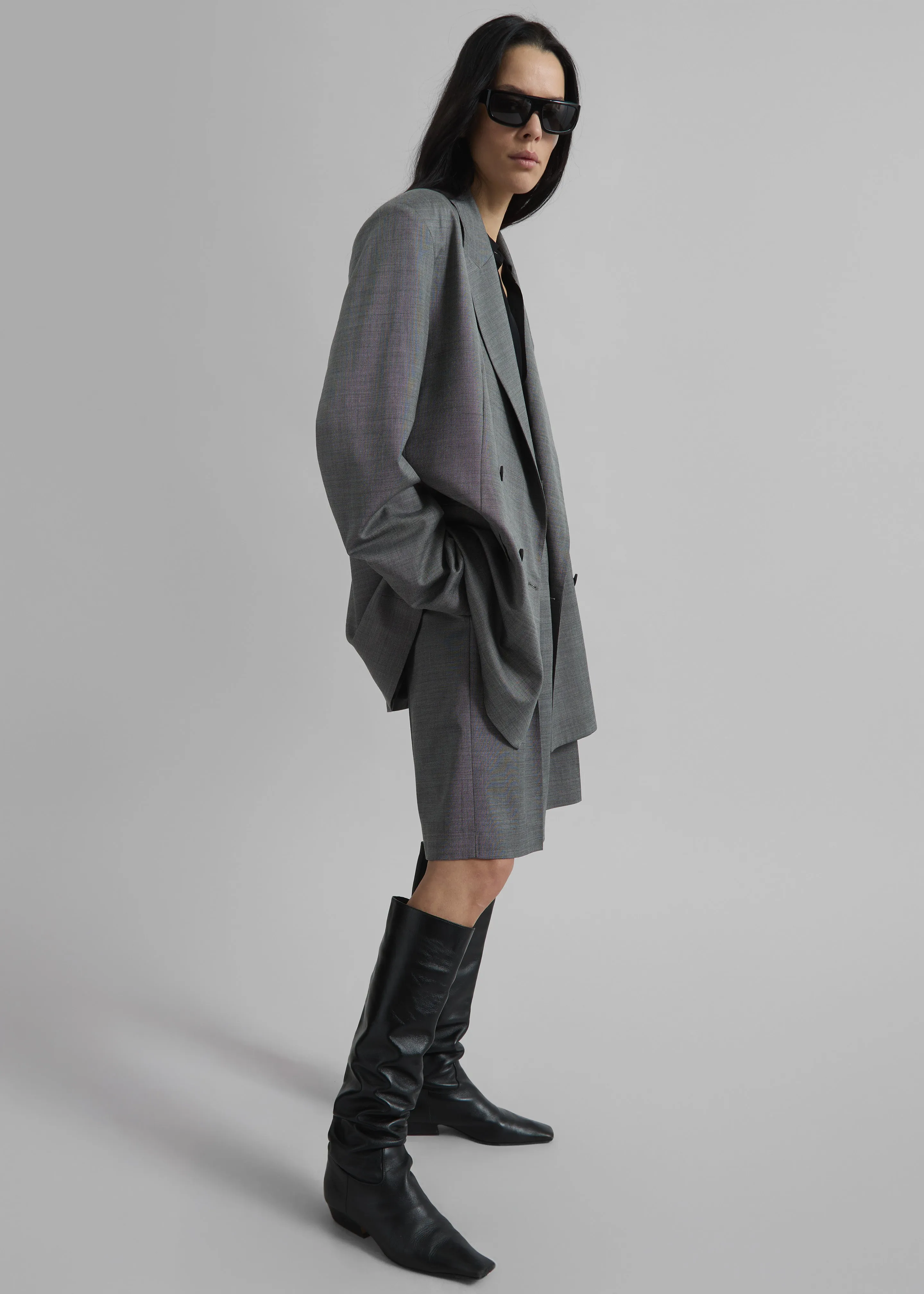 Newark Double Breasted Blazer - Grey Melange sold by Frankie Shop product image thumbnail 4