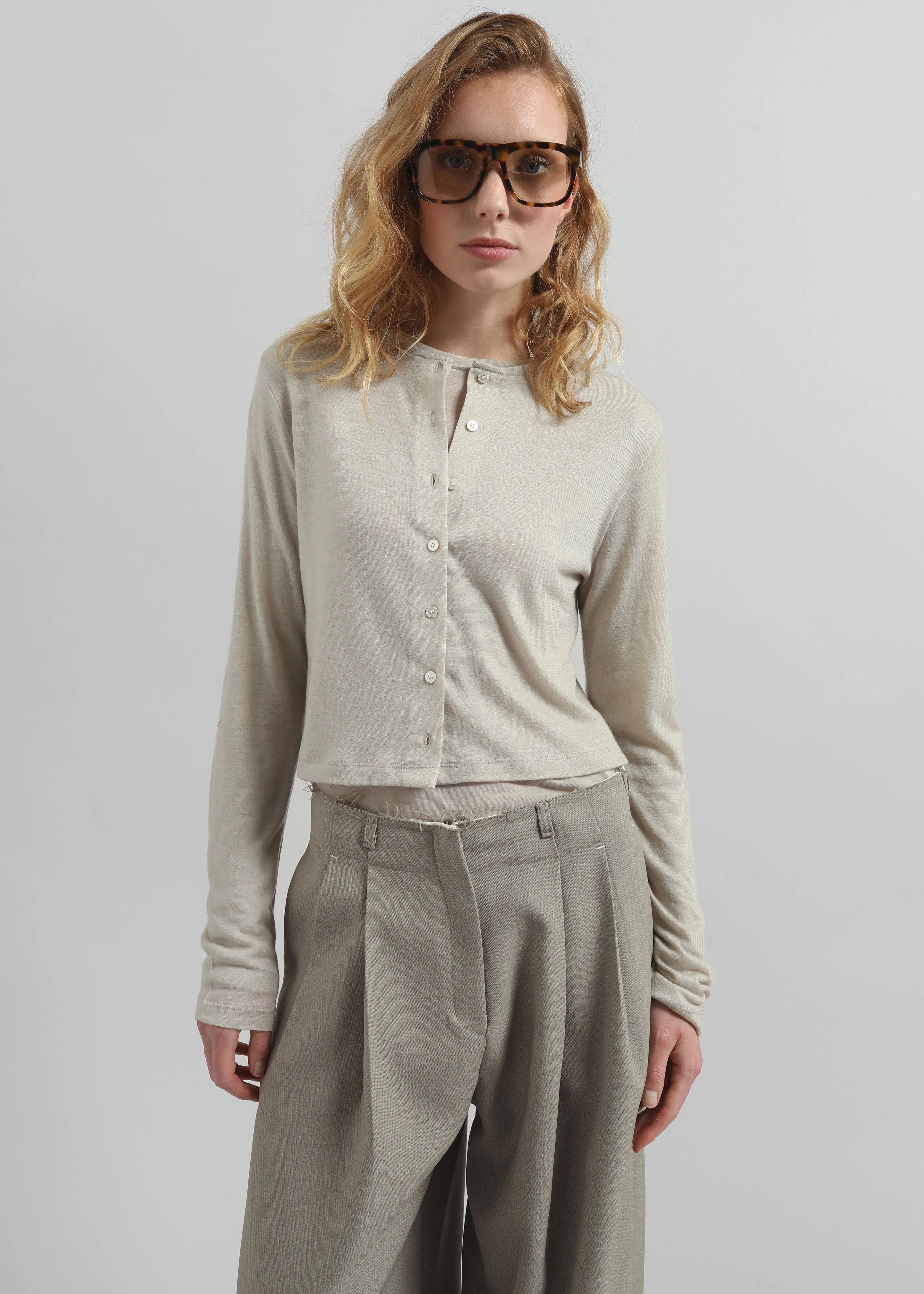 Vinni Thin Wool Cardigan - Light Beige sold by Frankie Shop product image thumbnail 2