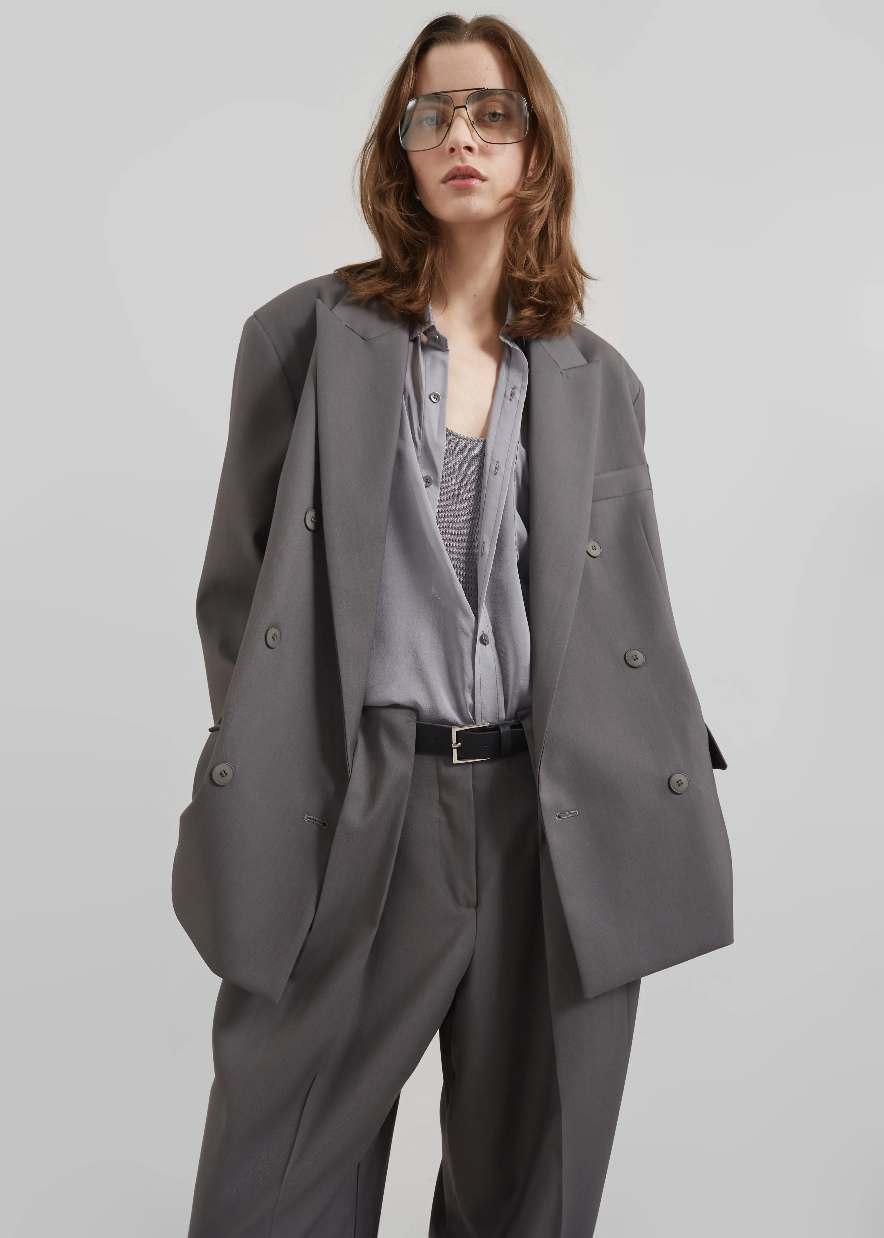 Orsay Boxy Double Breasted Blazer - Dark Grey sold by Frankie Shop product image thumbnail 4