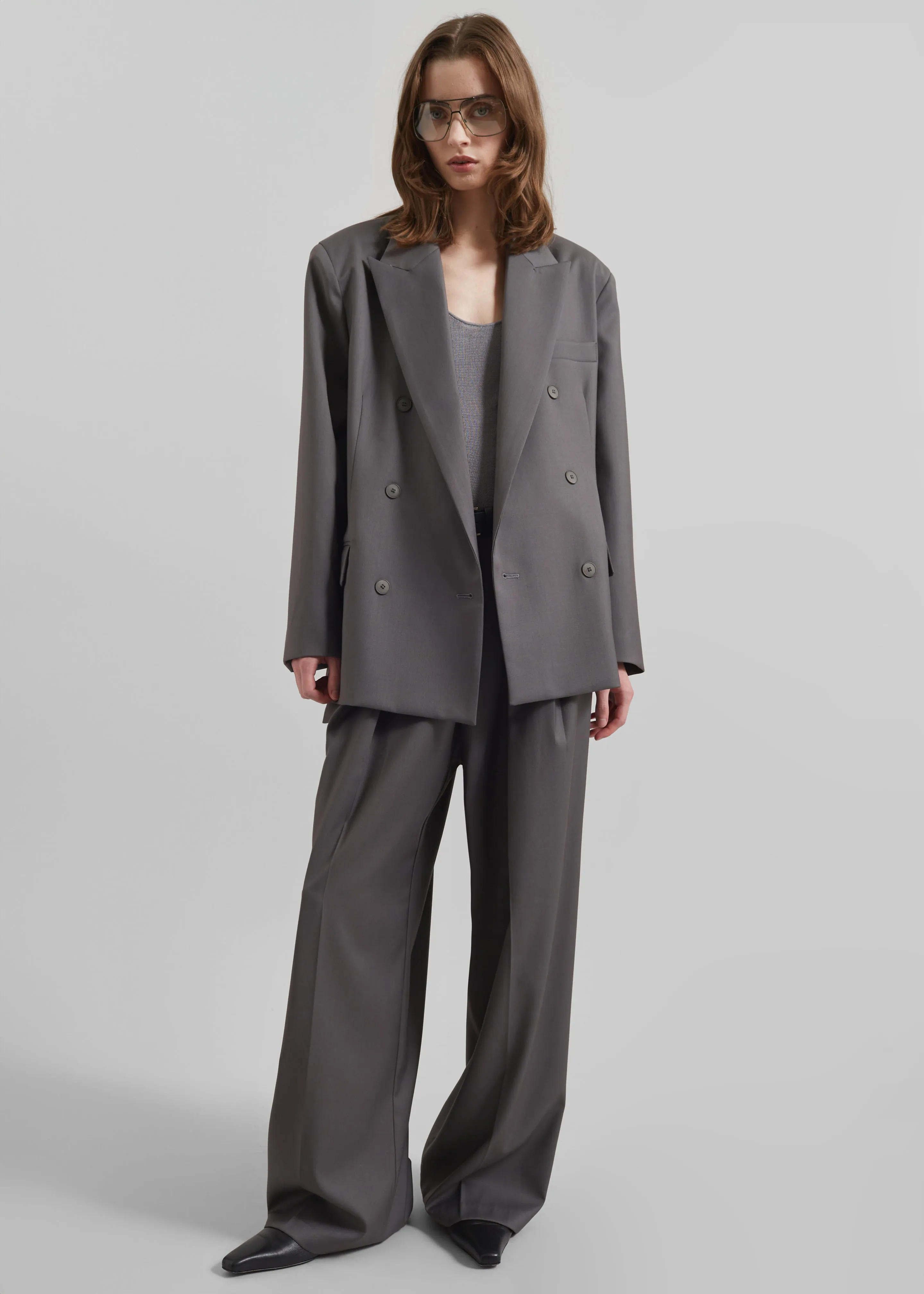 Orsay Boxy Double Breasted Blazer - Dark Grey sold by Frankie Shop product image thumbnail 3