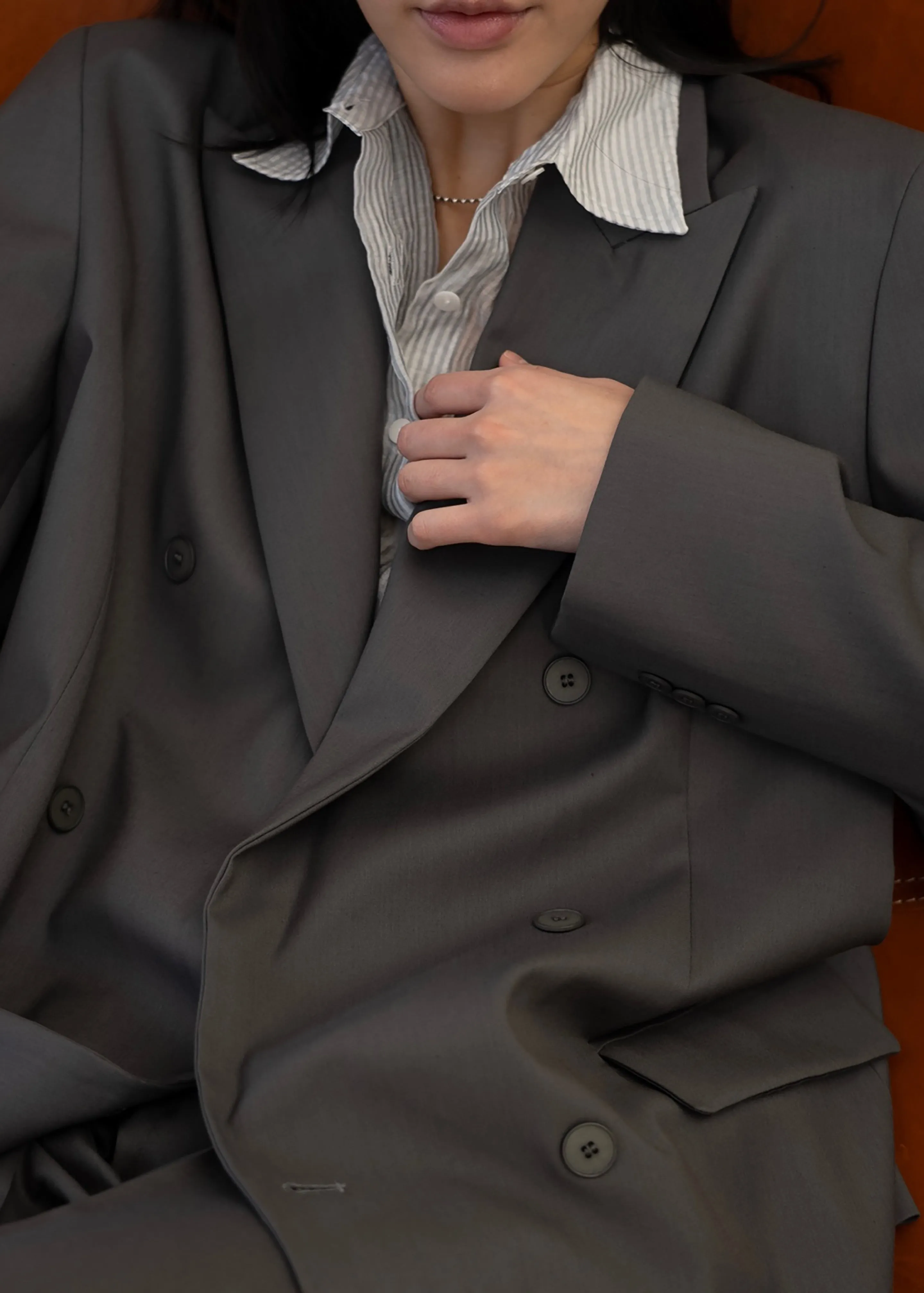 Orsay Boxy Double Breasted Blazer - Dark Grey sold by Frankie Shop product image thumbnail 5