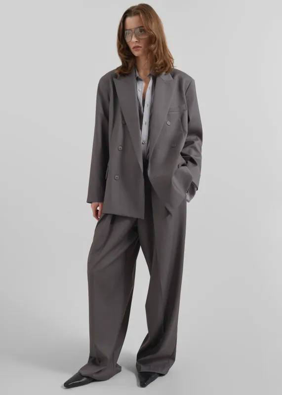Orsay Boxy Double Breasted Blazer - Dark Grey sold by Frankie Shop