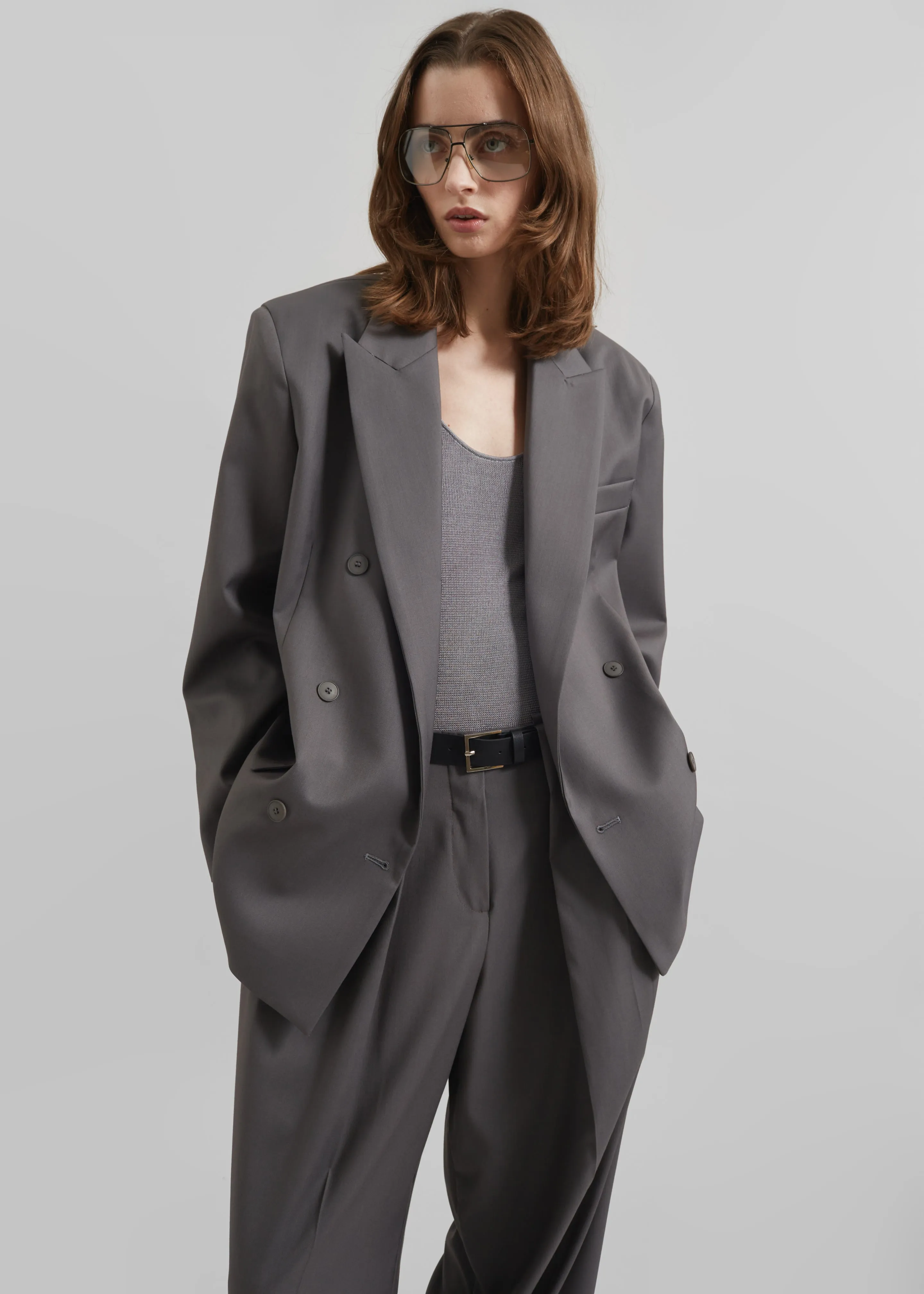 Orsay Boxy Double Breasted Blazer - Dark Grey sold by Frankie Shop product image thumbnail 2