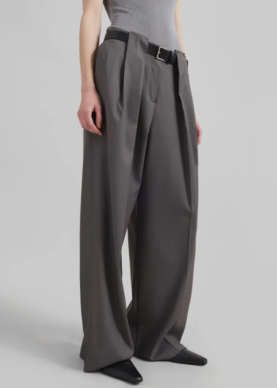Orsay Pleated Trousers - Dark Grey sold by Frankie Shop
