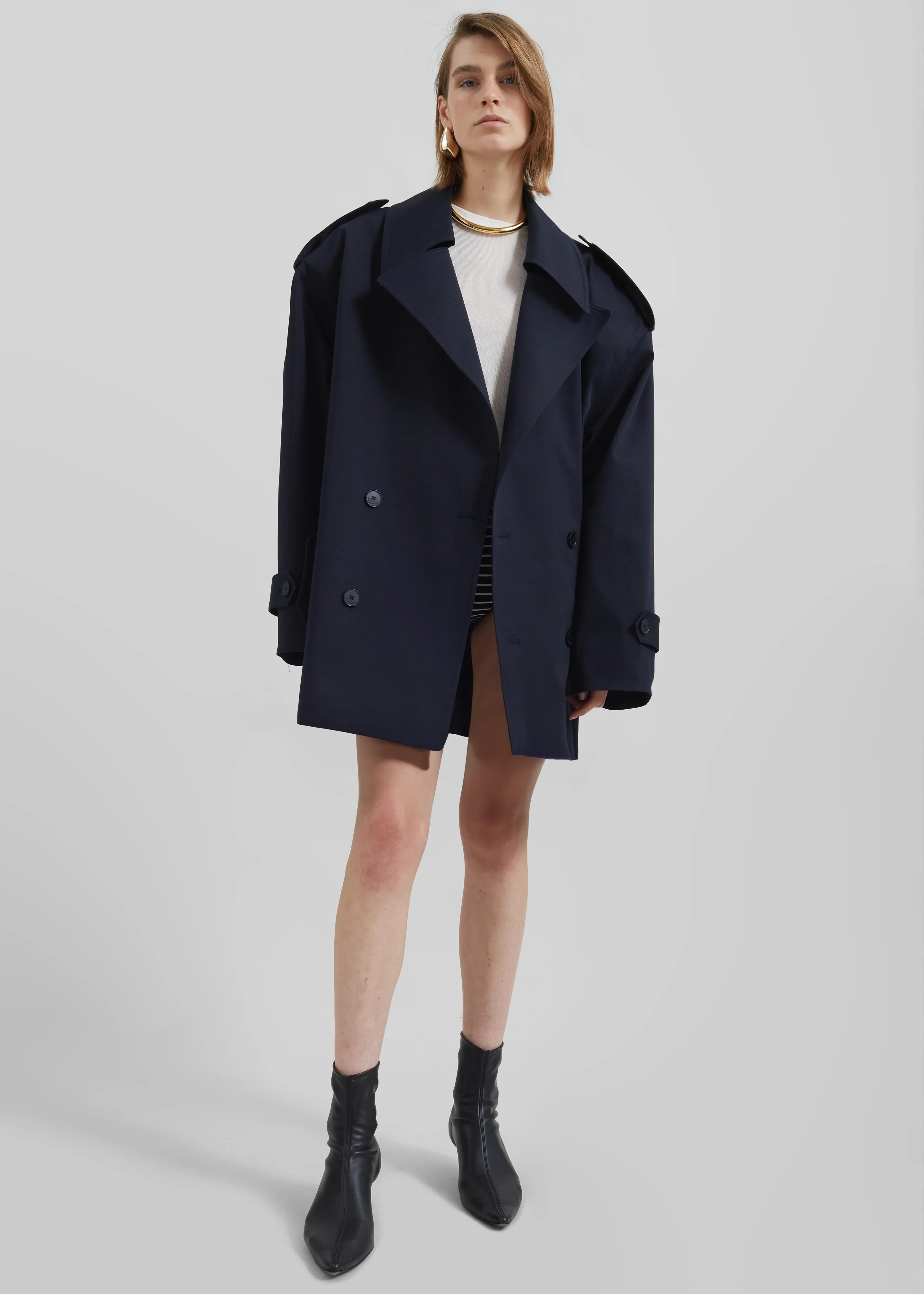 Zurich Oversized Short Trench - Navy sold by Frankie Shop product image thumbnail 3