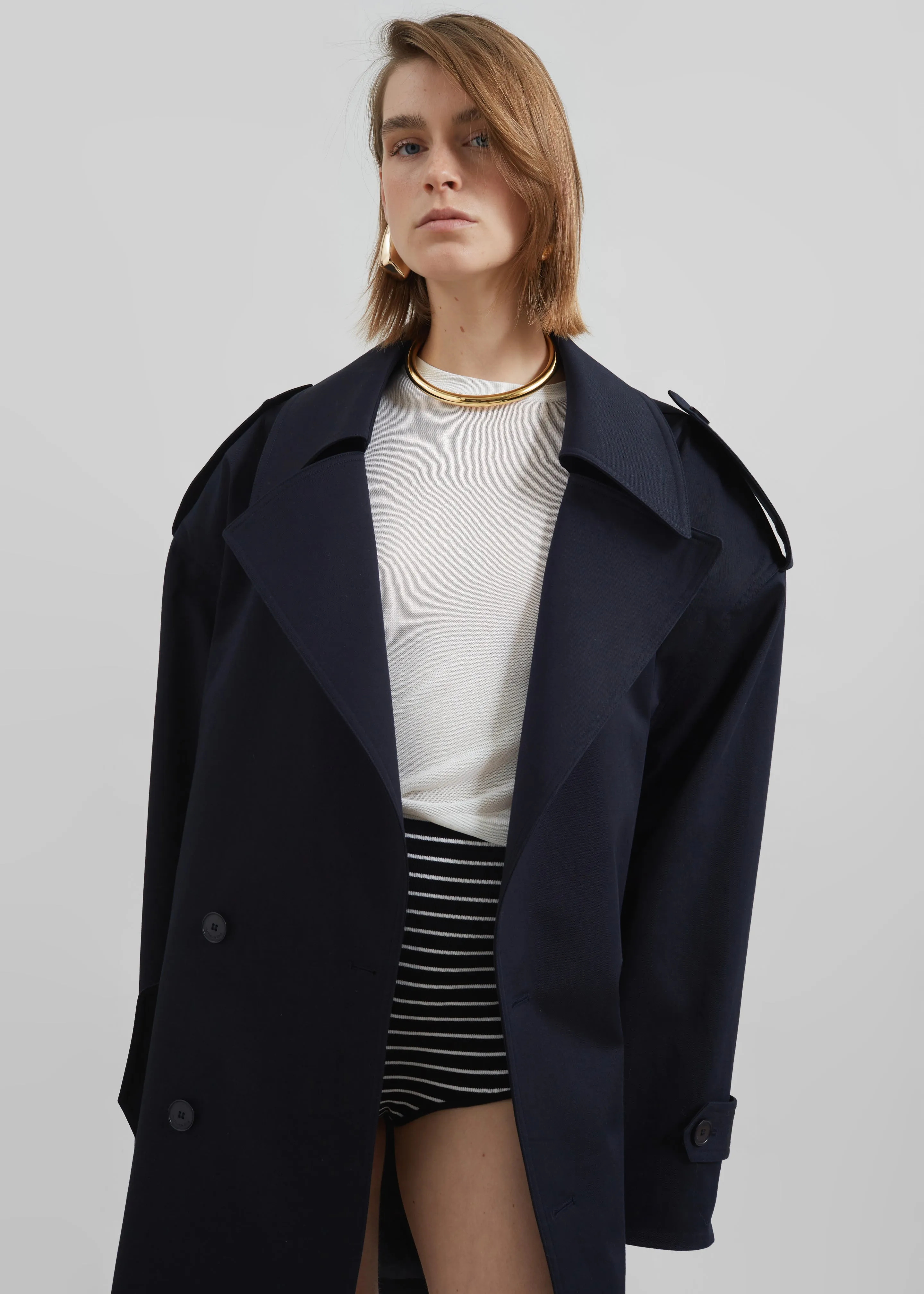 Zurich Oversized Short Trench - Navy sold by Frankie Shop product image thumbnail 4