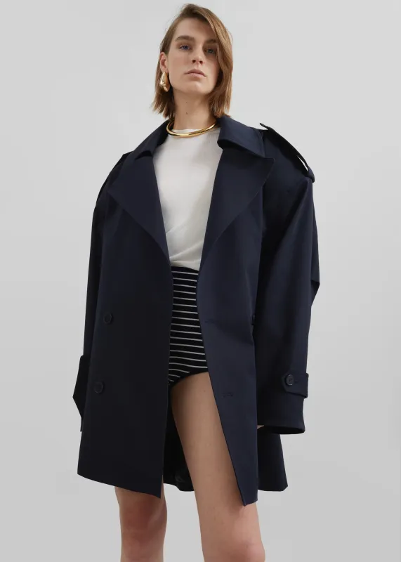 Zurich Oversized Short Trench - Navy sold by Frankie Shop
