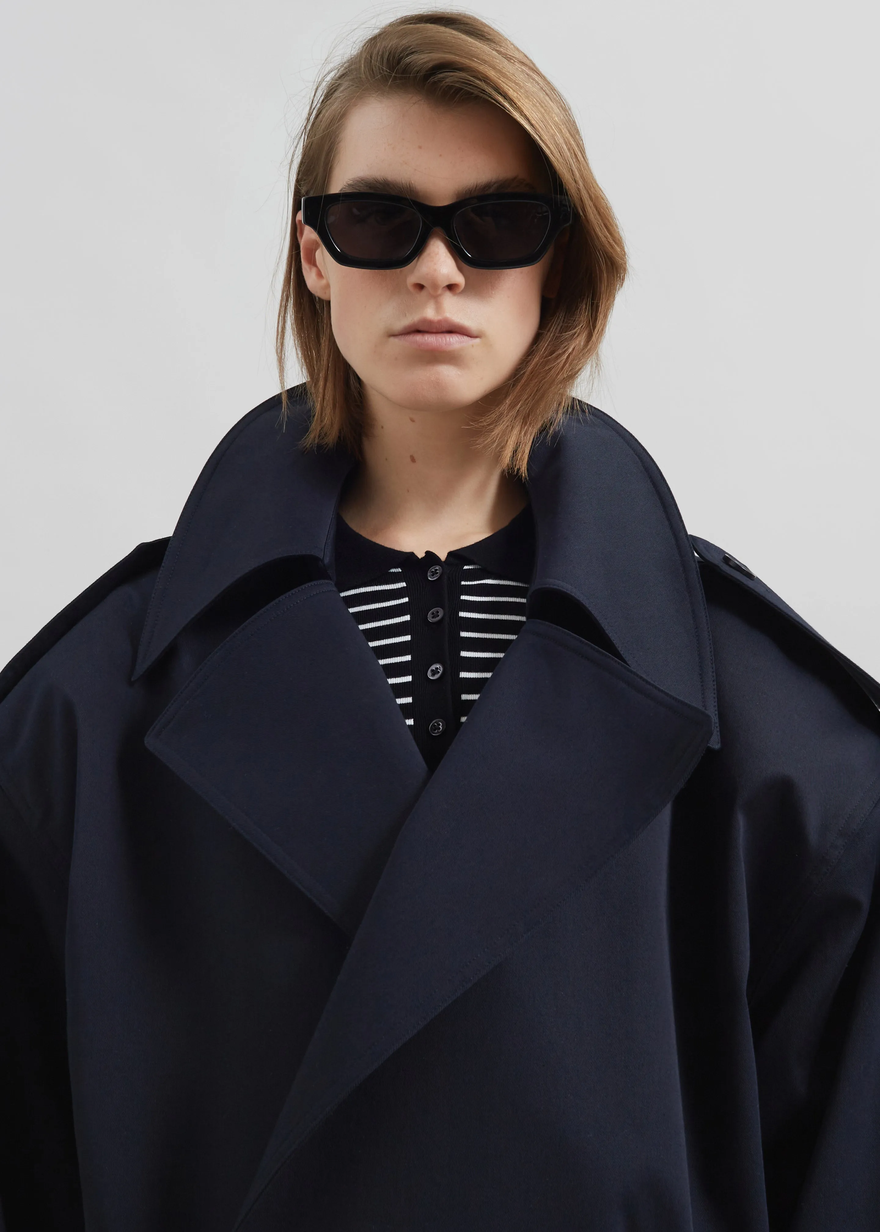 Zurich Oversized Short Trench - Navy sold by Frankie Shop product image thumbnail 5